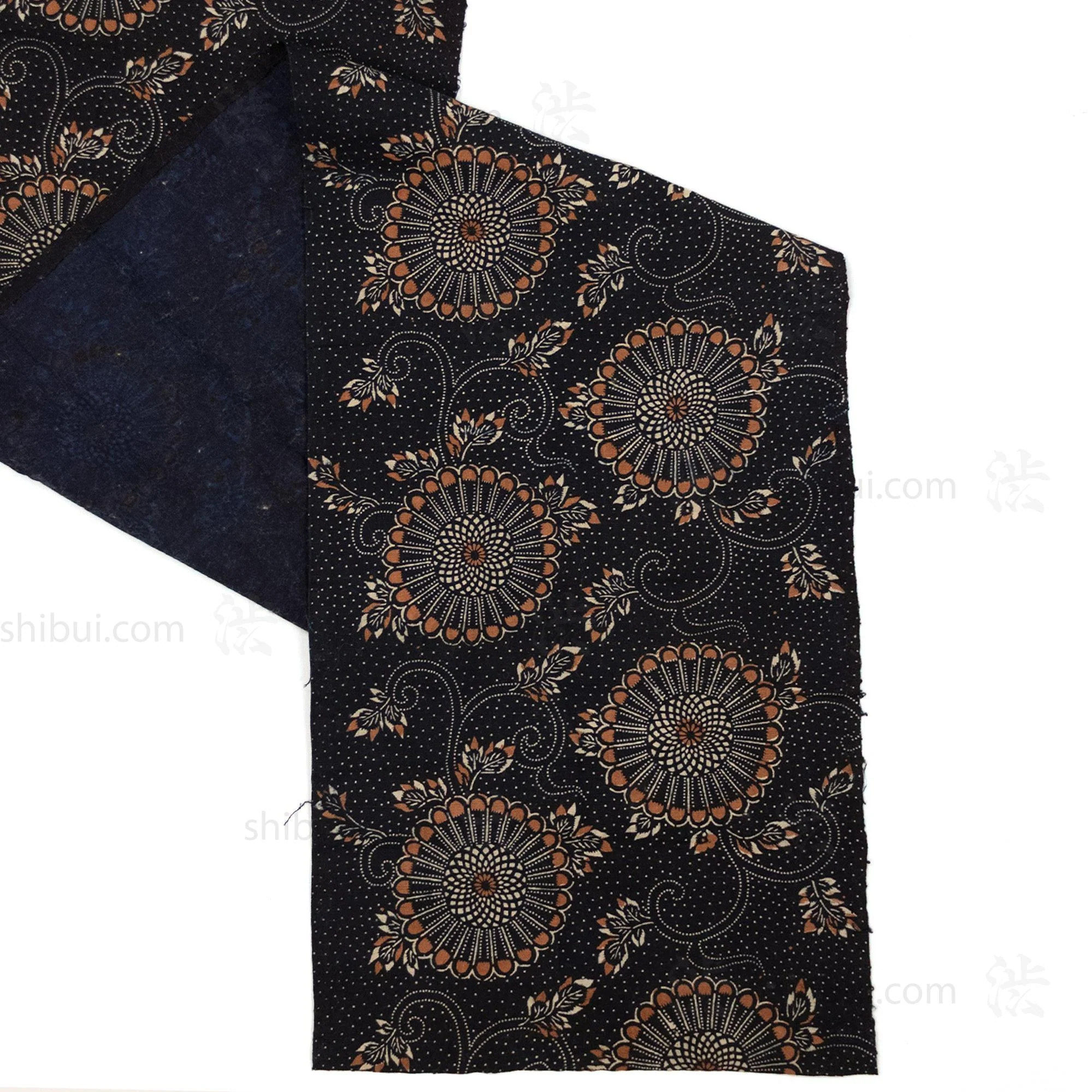 Japanese Indigo Katazome Panel Textile Kiku Mum Pattern - Image 4