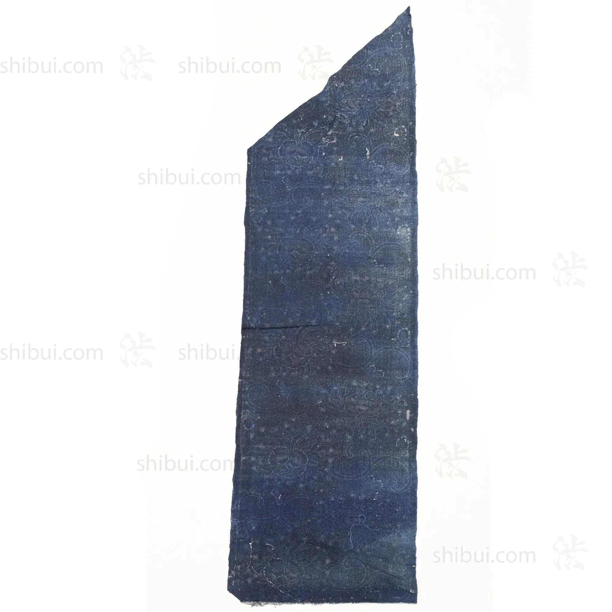 Japanese Indigo Katazome Panel Textile Orange Tipped Flowers - Image 5