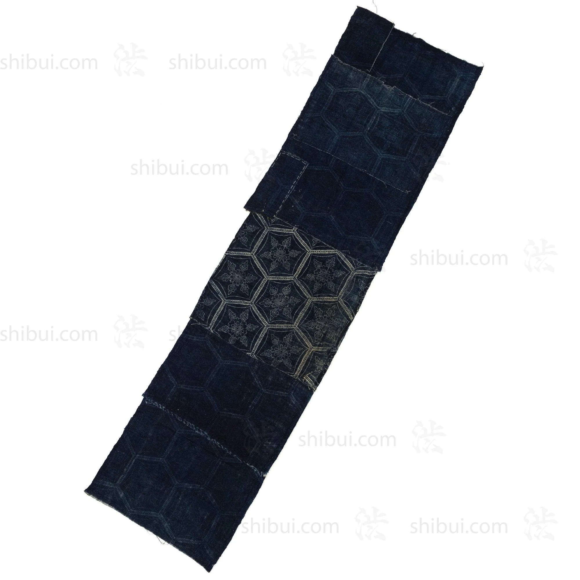 Japanese Indigo Katazome Panel Textile Snowflake Flower Pattern - Image 4