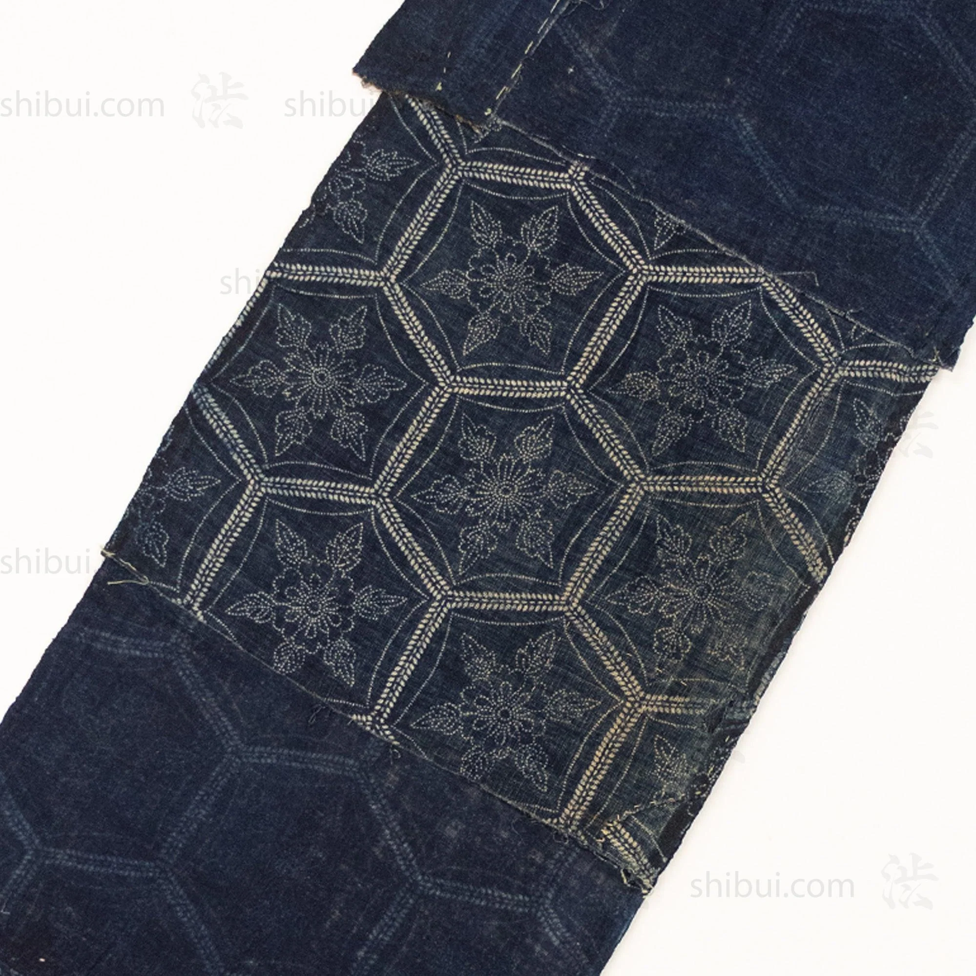 Japanese Indigo Katazome Panel Textile Snowflake Flower Pattern - Image 5