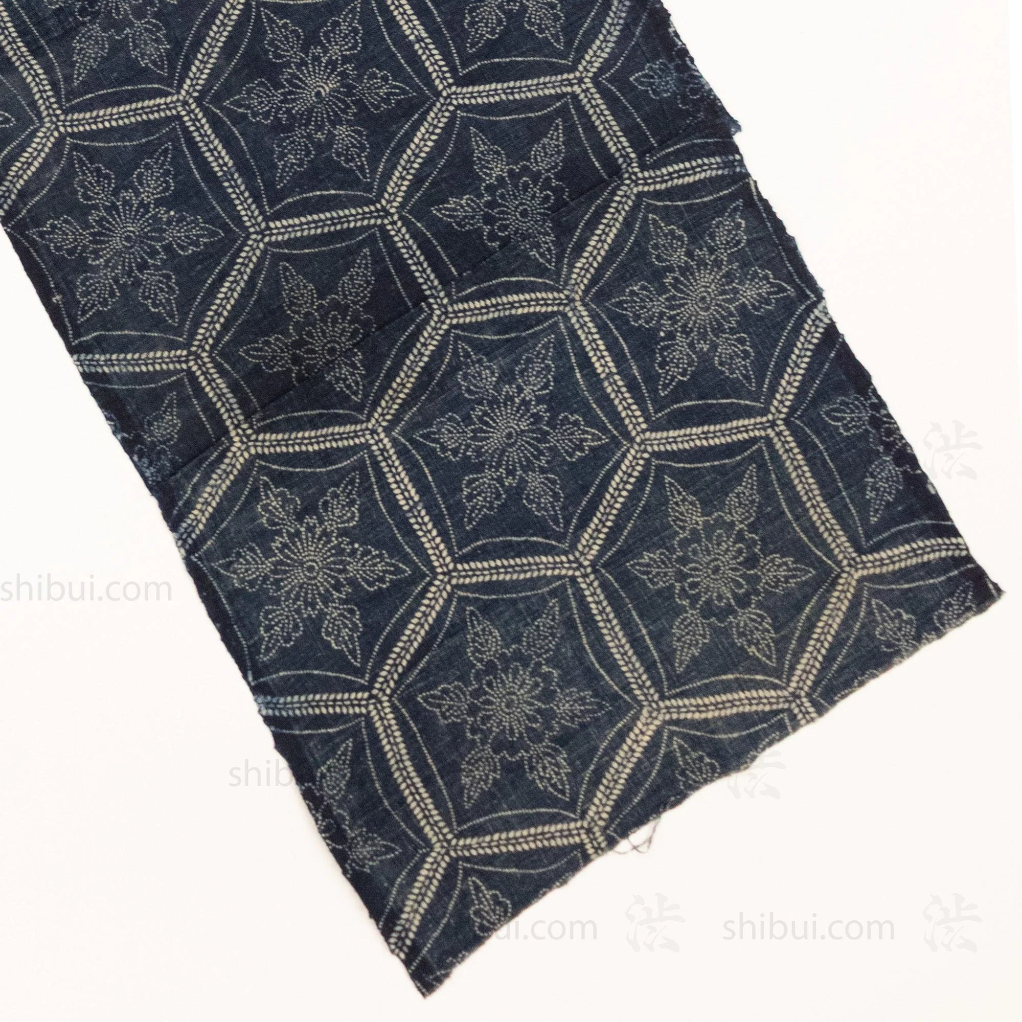 Japanese Indigo Katazome Panel Textile Snowflake Flower Pattern - Image 8