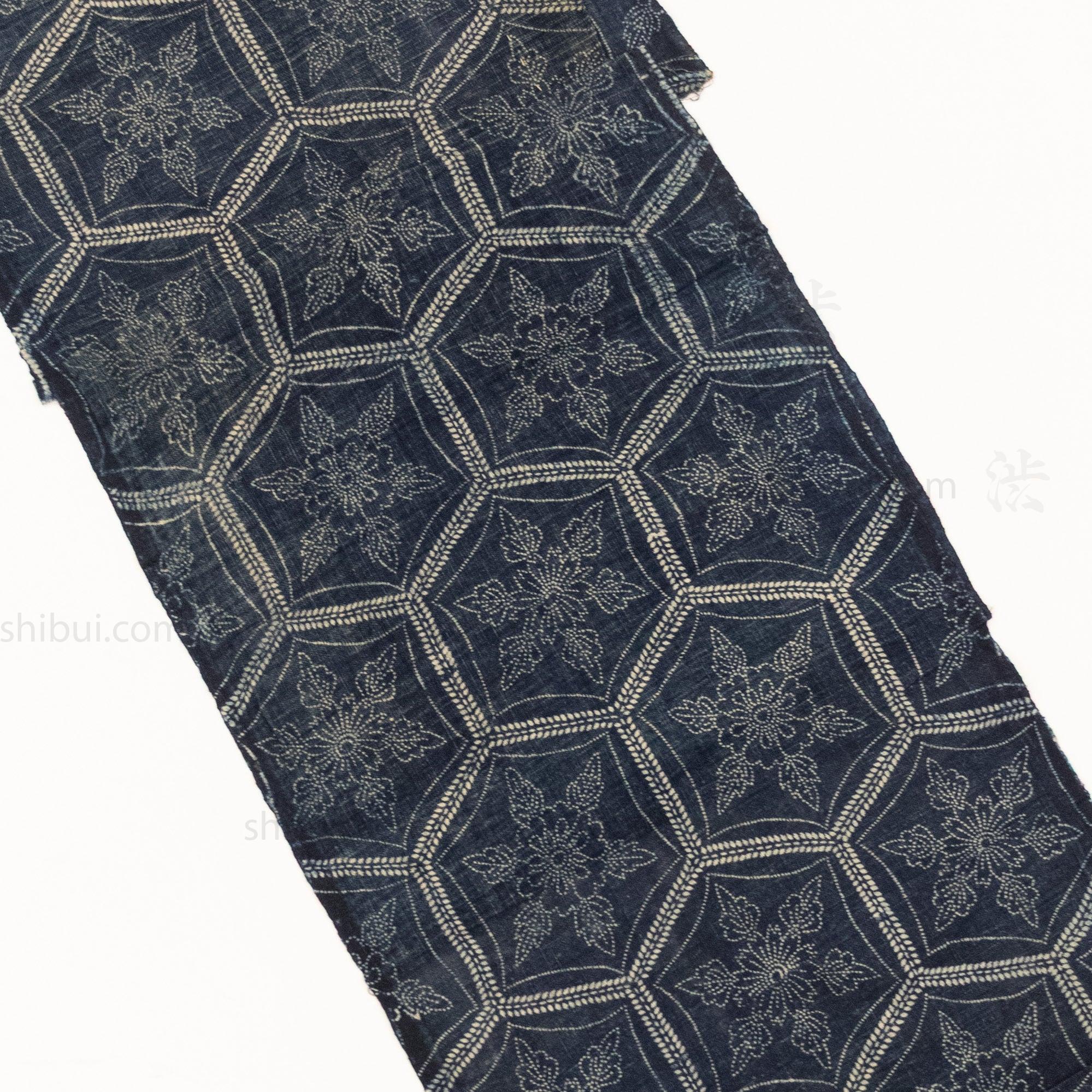Japanese Indigo Katazome Panel Textile Snowflake Flower Pattern - Image 9