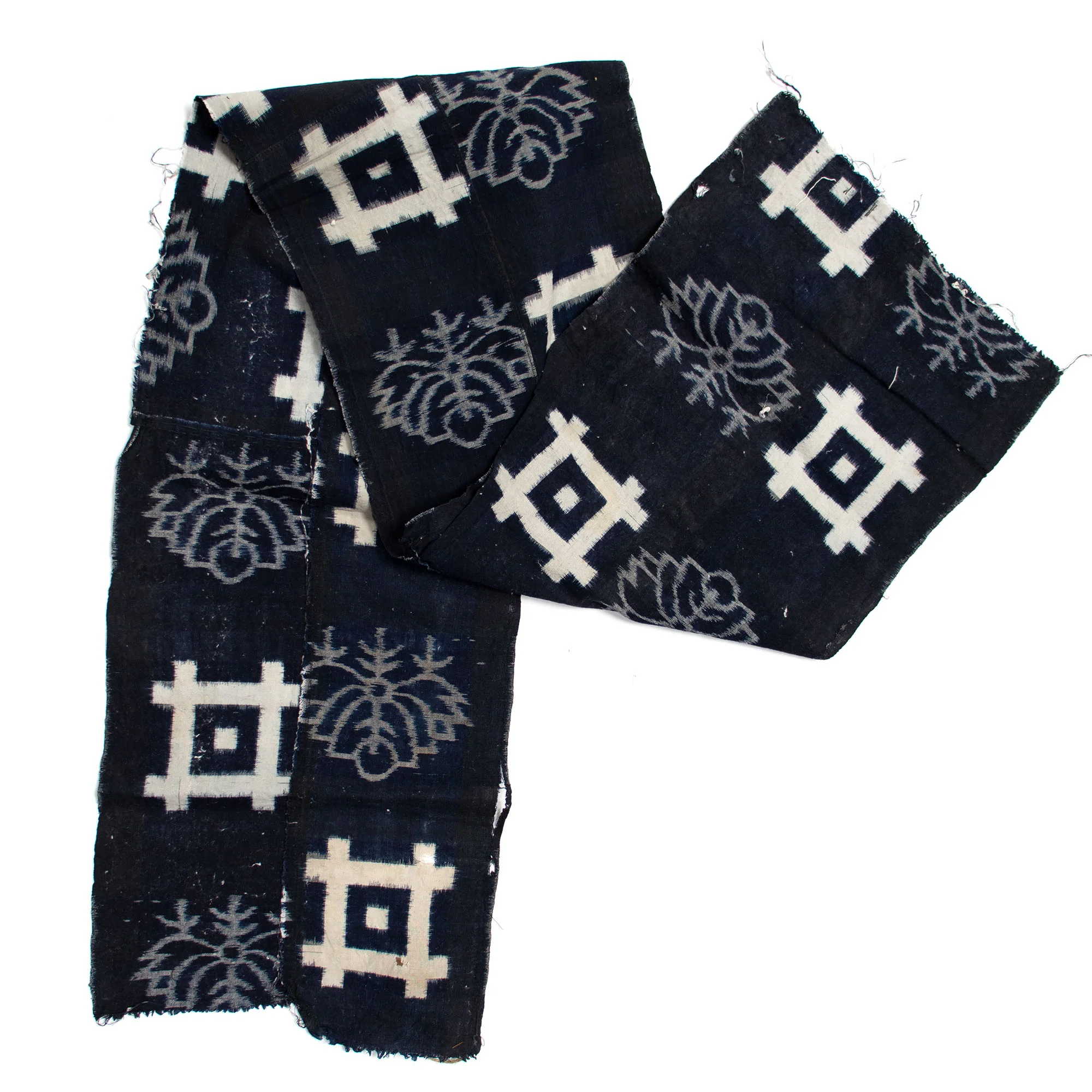 Japanese Patchwork Indigo Egasuri Ikat Panel