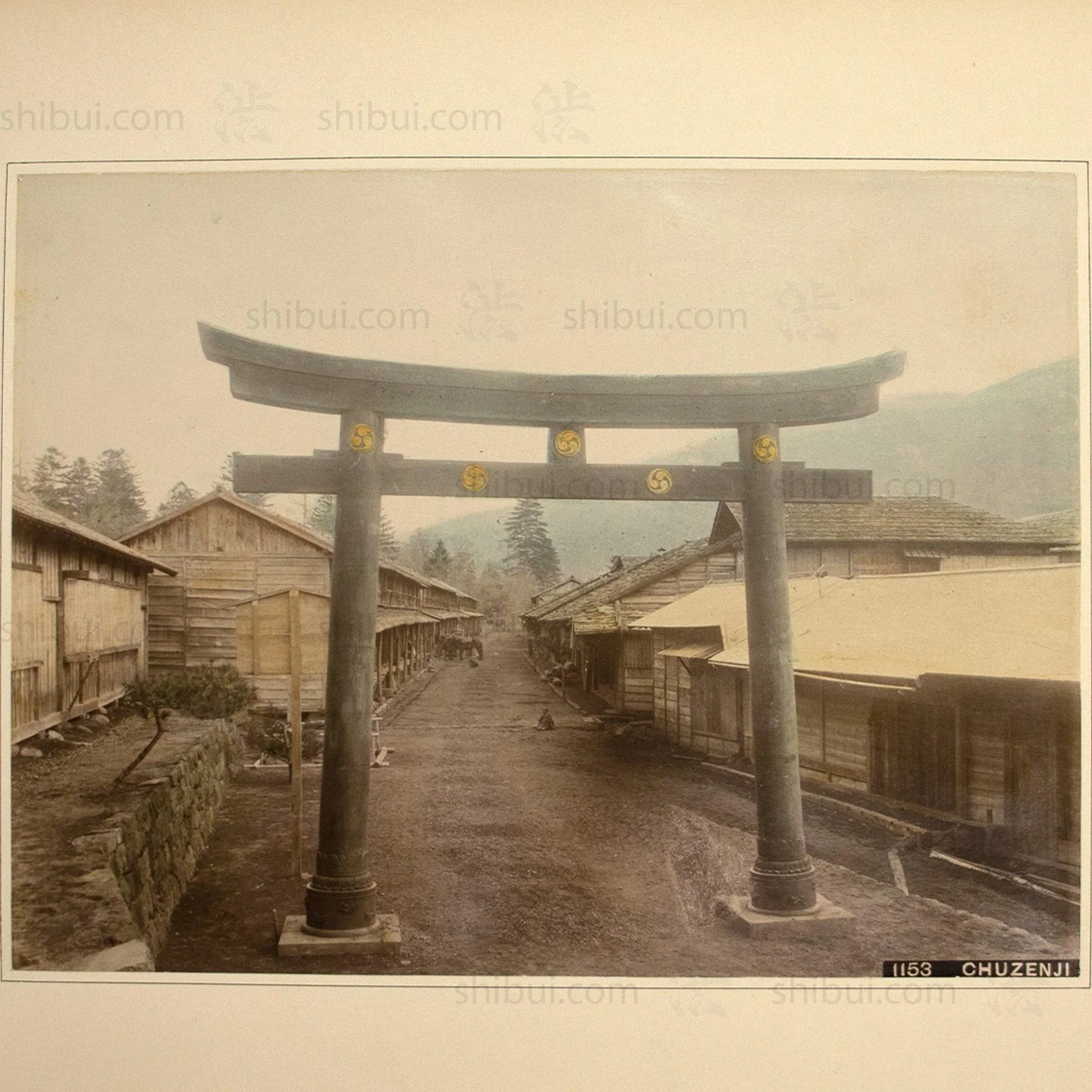 Hand Tinted Japanese Albumen Photo of the Chuzenji Torii Gate - Image 3