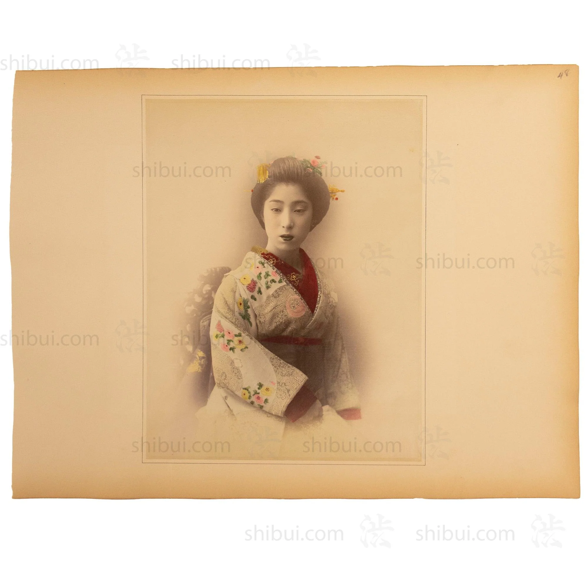 Hand Tinted Antique Japanese Photography Of a Young Woman - Image 2