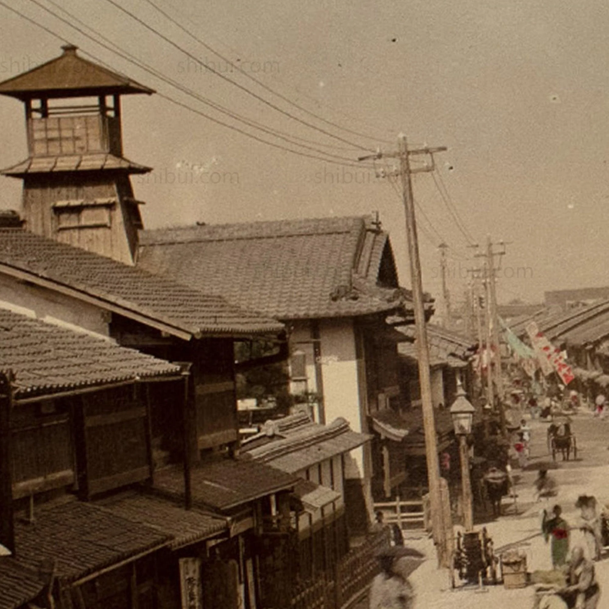 Street View |  Japanese Antique Hand Tinted Albumen Photo - Image 4