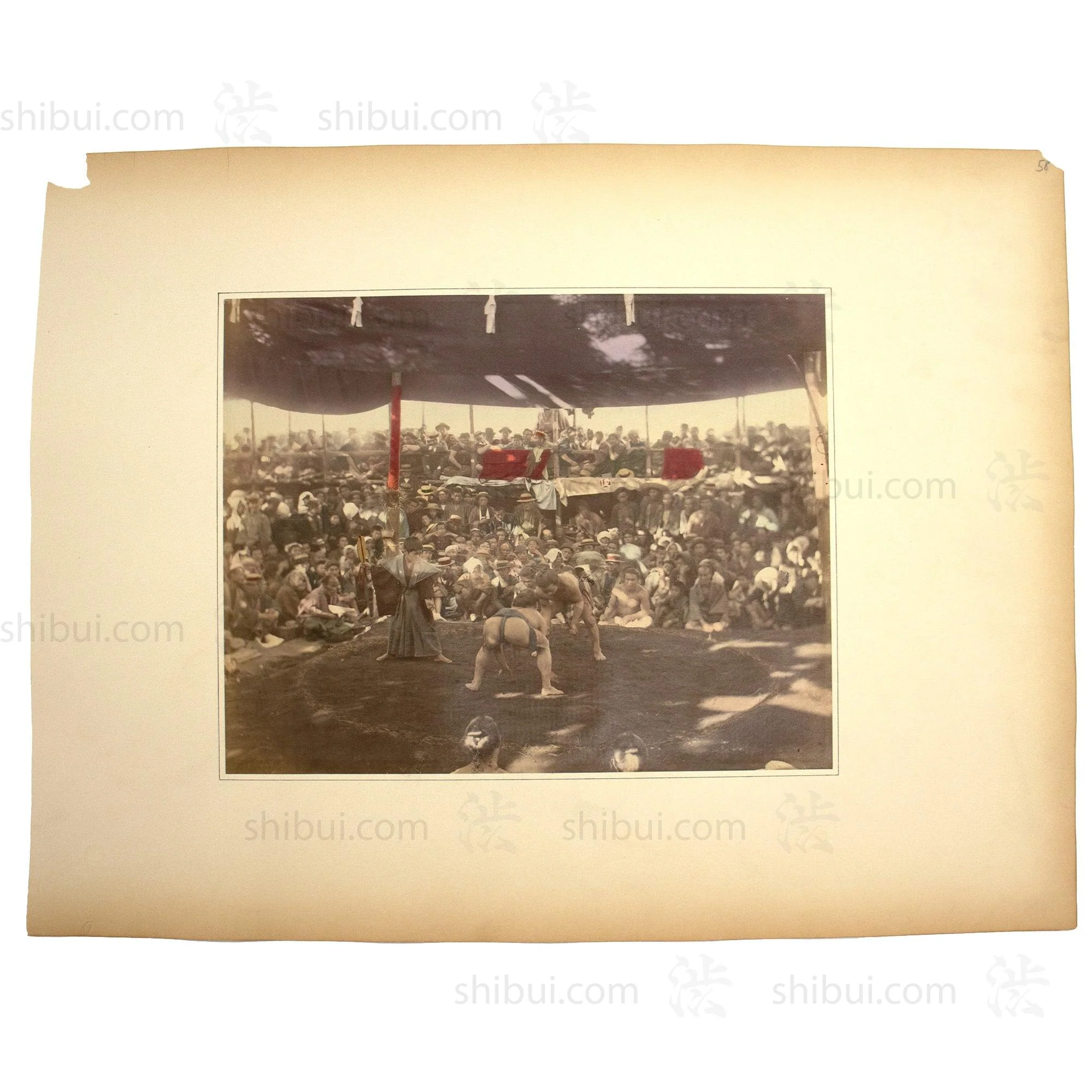 Hand Tinted Japanese Albumen Photo | Sumo Match - Image 2