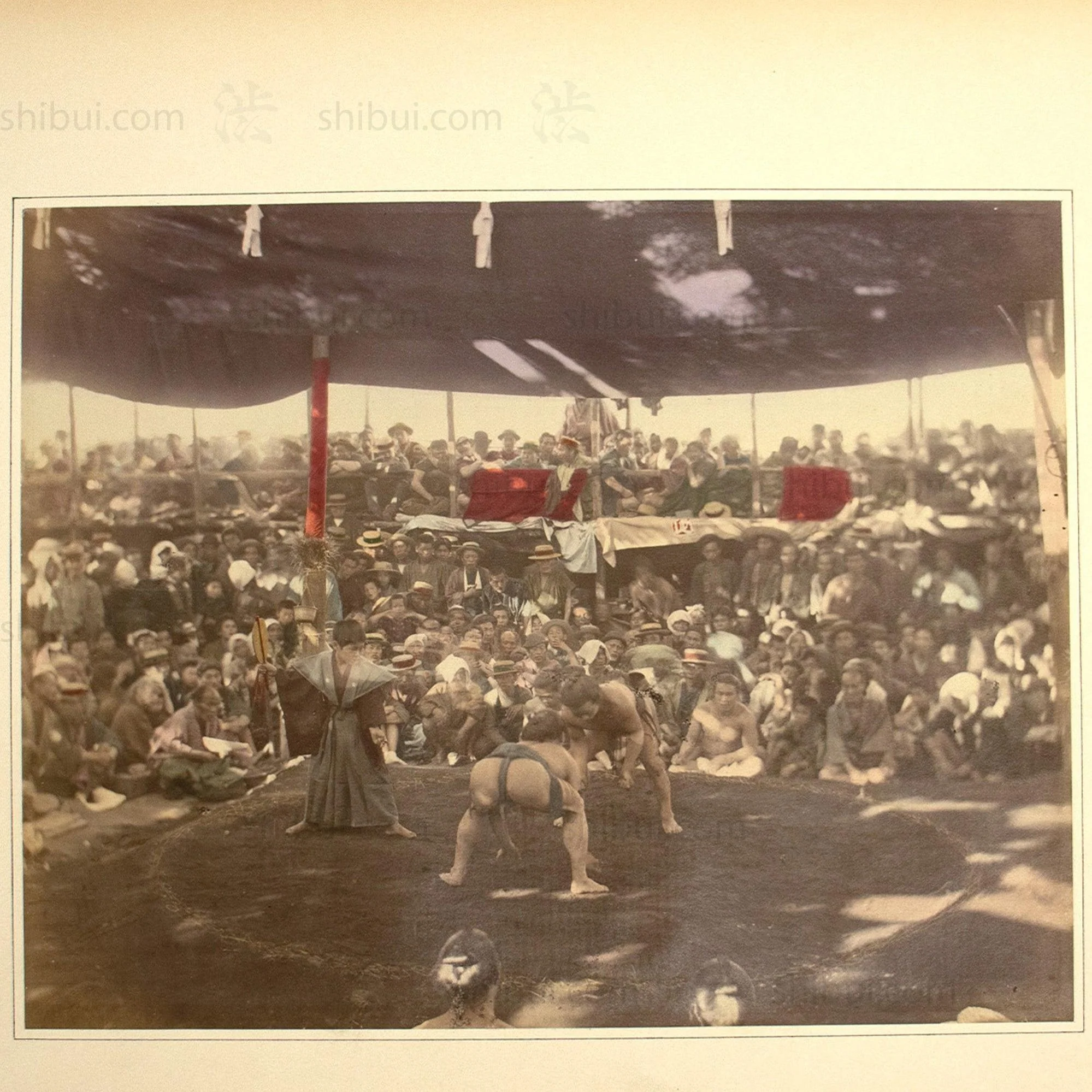 Hand Tinted Japanese Albumen Photo | Sumo Match - Image 3