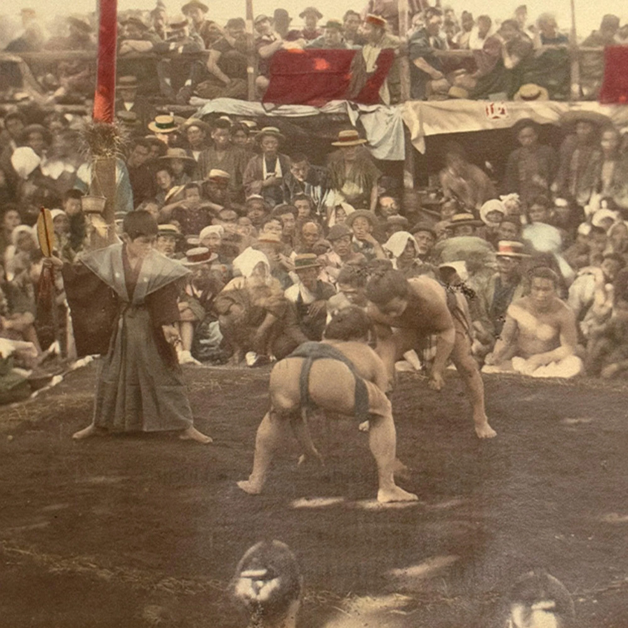 Hand Tinted Japanese Albumen Photo | Sumo Match - Image 4