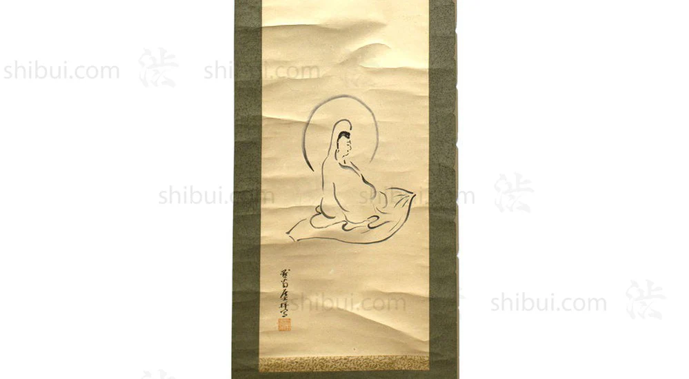 Japanese Scroll Art with Buddhist Goddess - Image 3