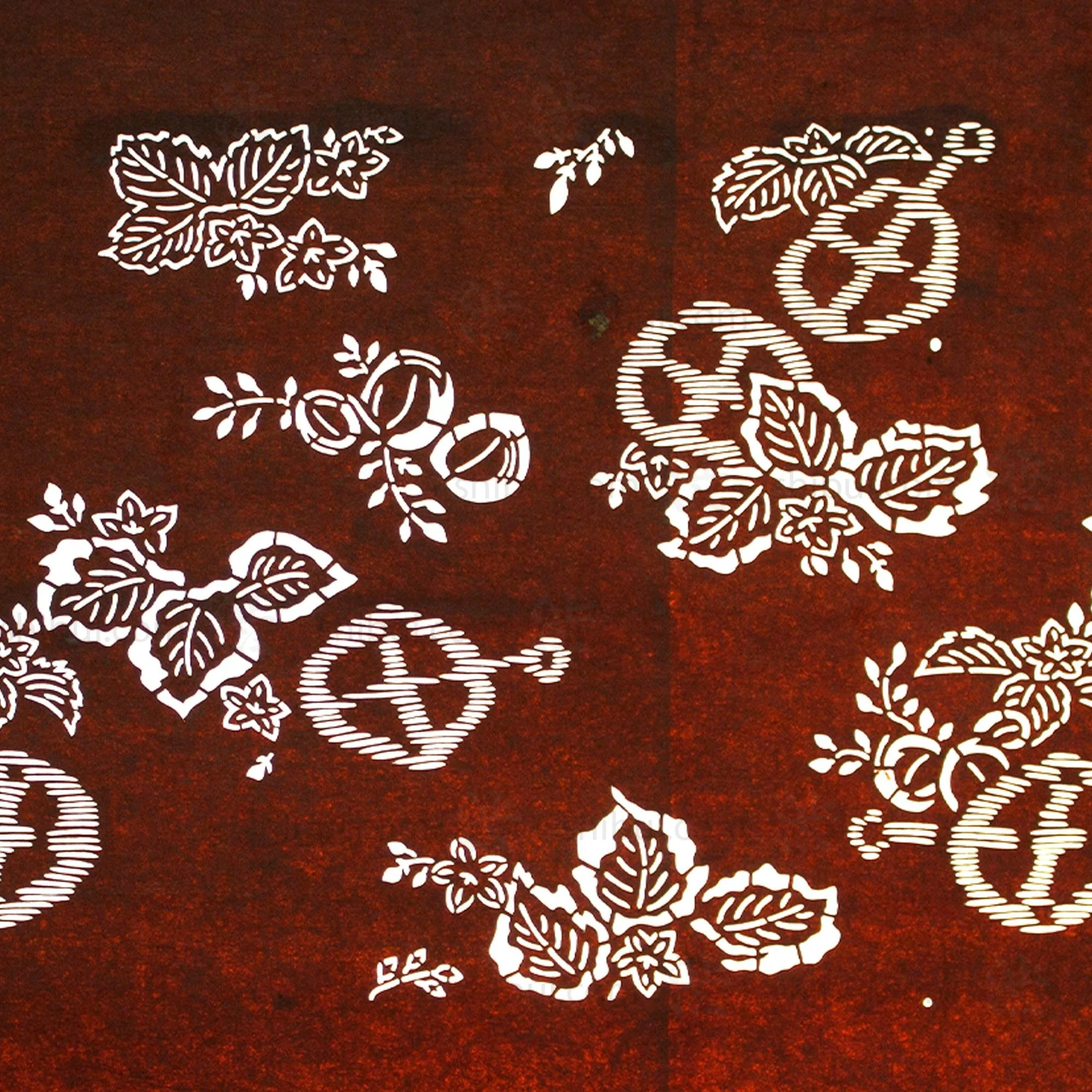 Katagami Japanese Lacquered Paper Stencil with Kutsuwa Horse Bit Motif - Image 2