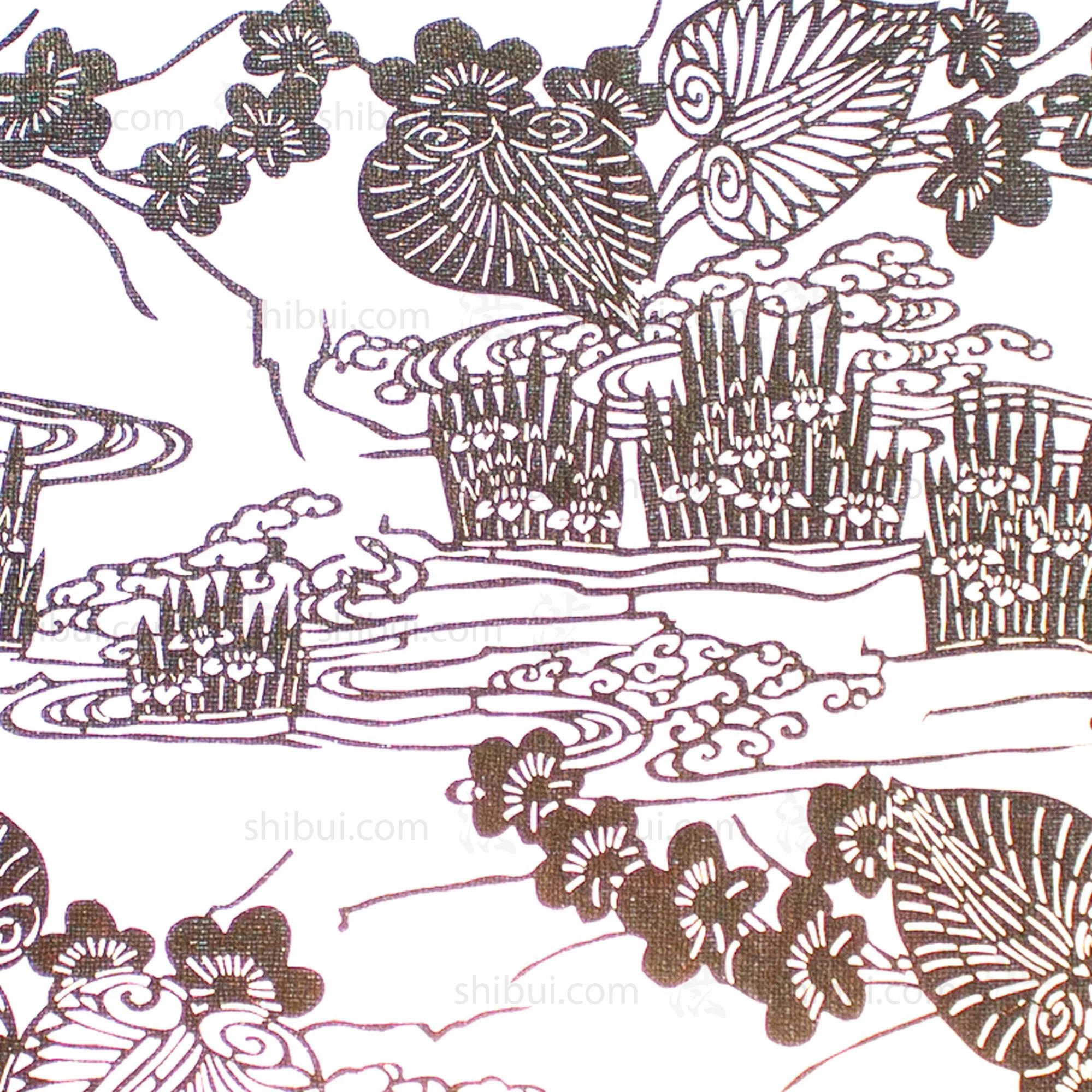 Katagami Japanese Lacquered Paper Stencil with Water Iris - Image 2