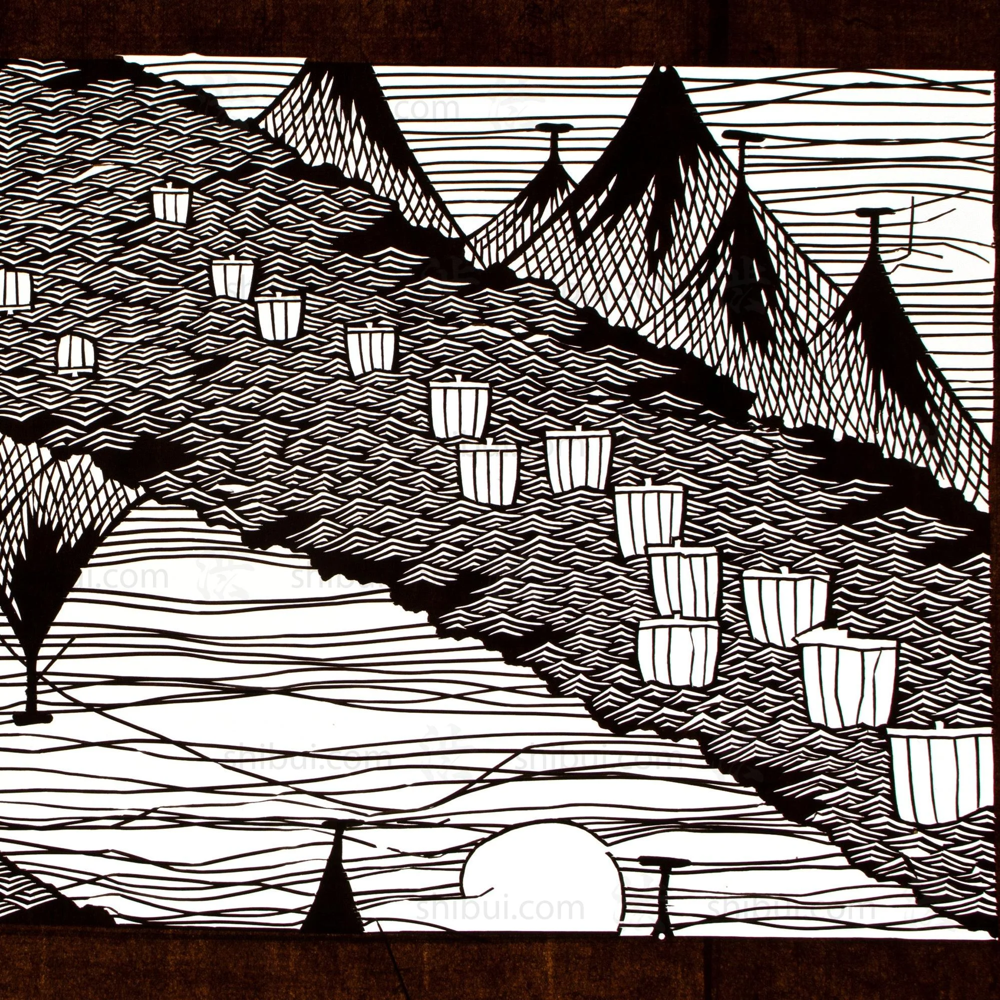 Katagami  Japanese Lacquered Paper Stencil - Image 2