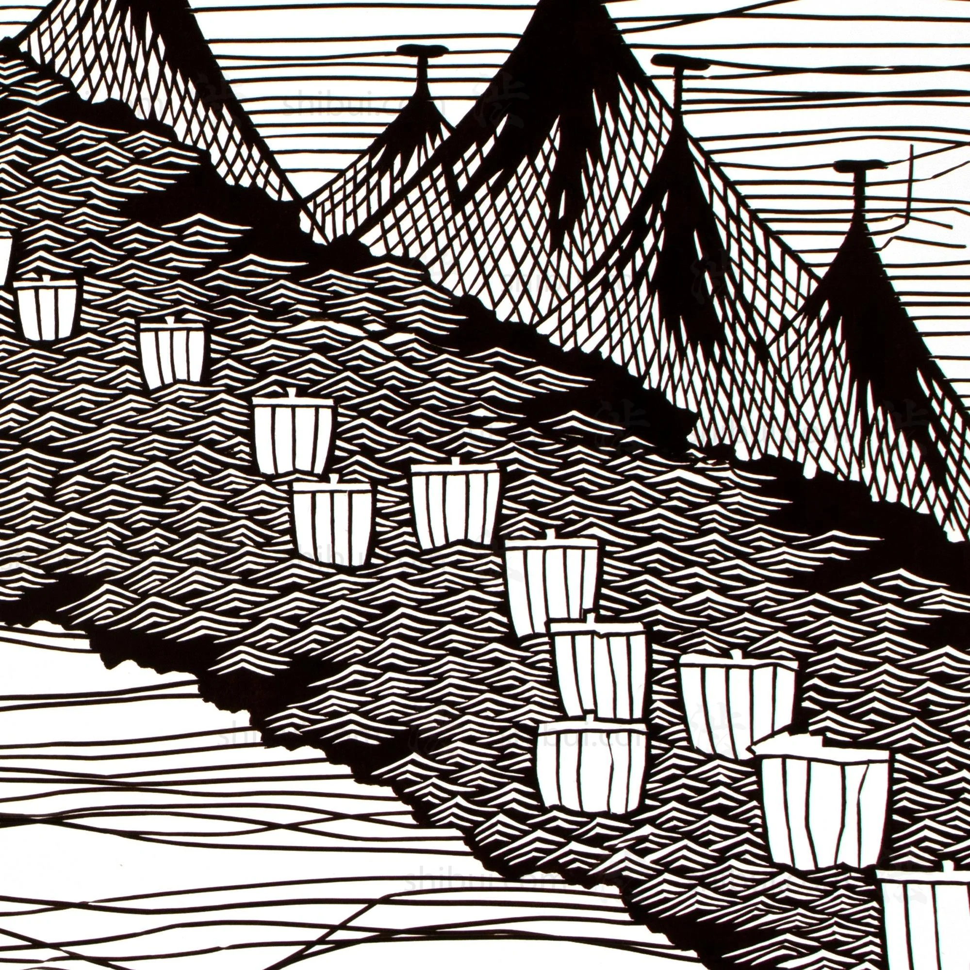 Katagami  Japanese Lacquered Paper Stencil - Image 3