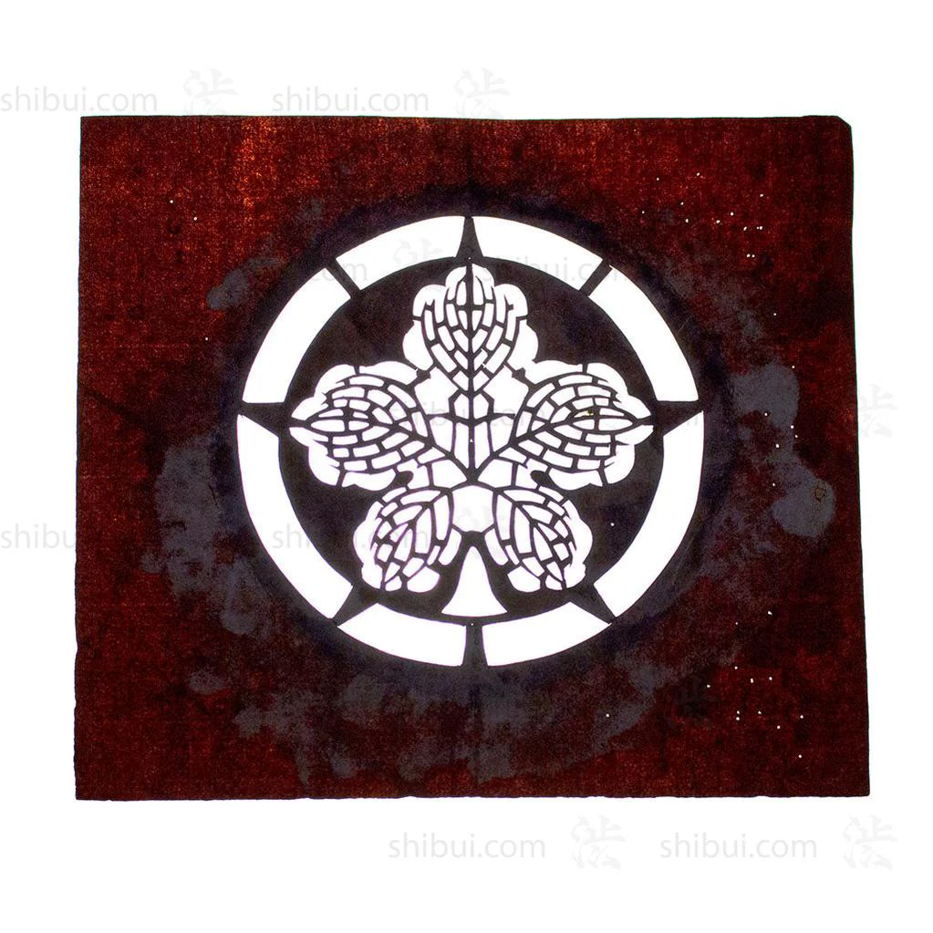 Katagami Japanese Motif Lacquered Paper Stencil Crest