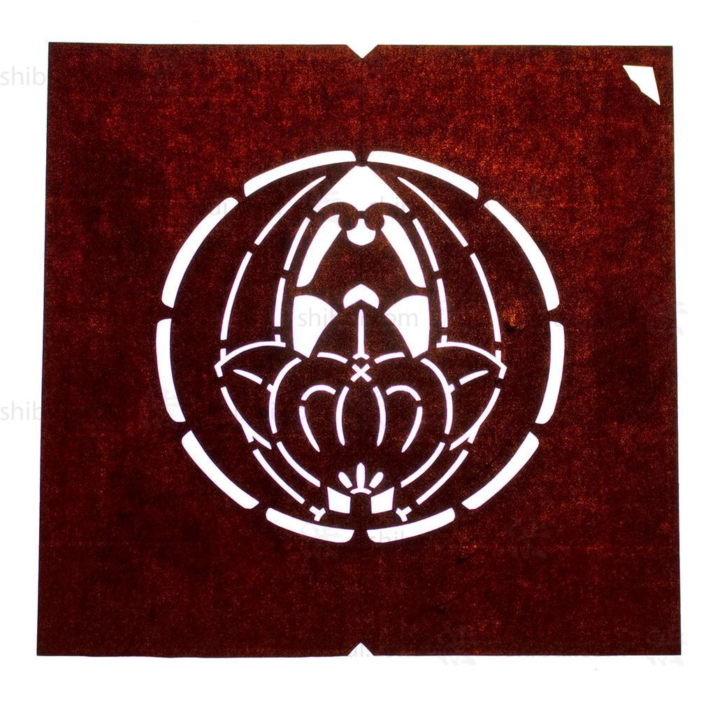 Katagami Japanese Motif Lacquered Paper Stencil Crest