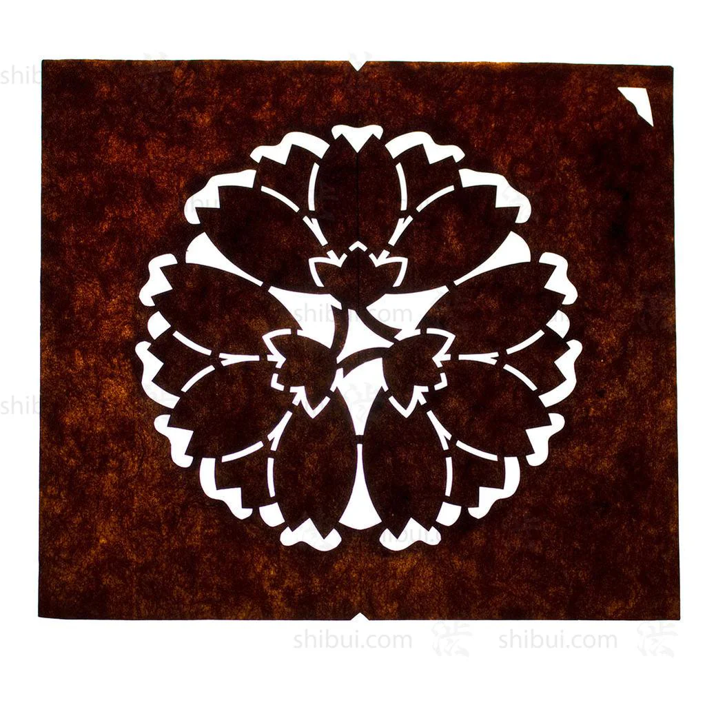 Katagami Japanese Motif Lacquered Paper Stencil Crest