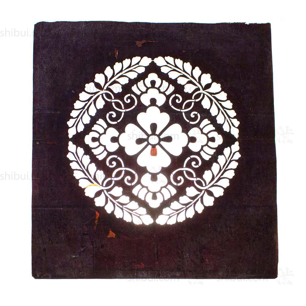 Katagami Japanese Motif Lacquered Paper Stencil Crest