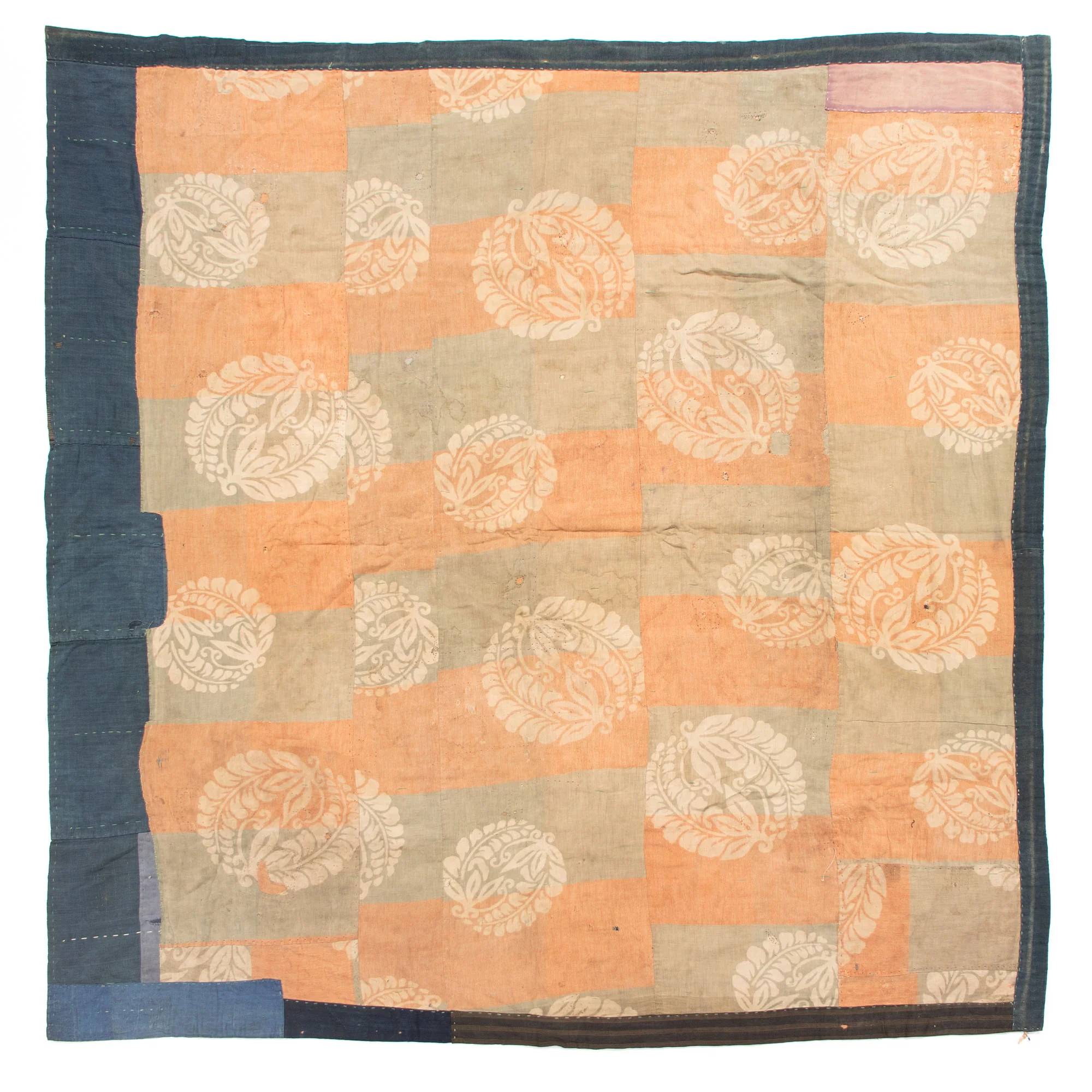 Katazome Boro Blanket | Japanese Stencil Resisted Indigo Dyed Cotton