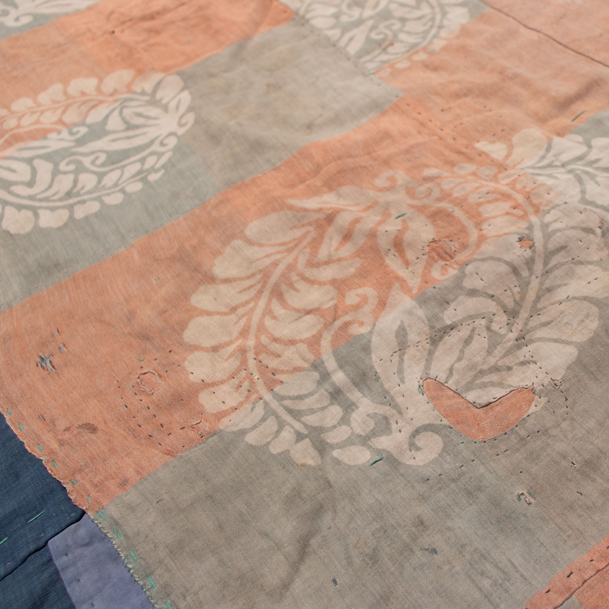 Katazome Boro Blanket | Japanese Stencil Resisted Indigo Dyed Cotton - Image 3