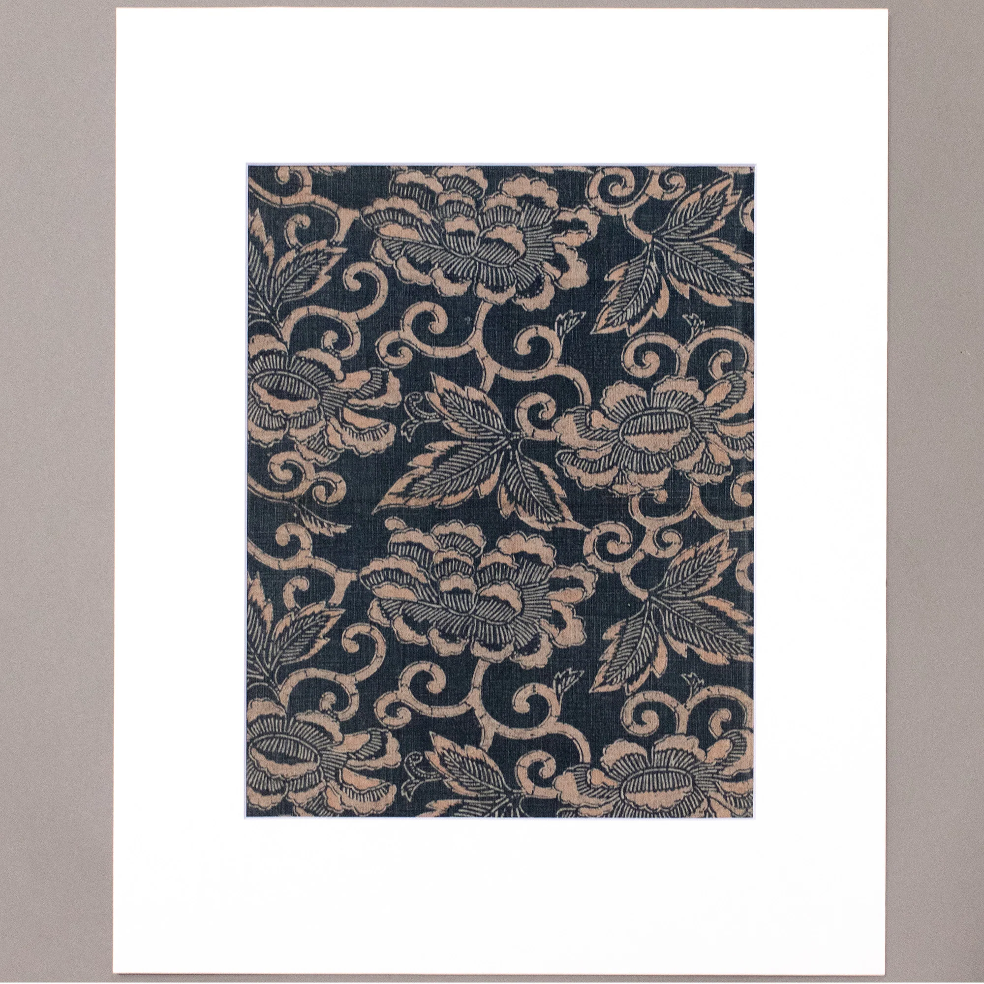 Katazome Fragment with Arabesque Pattern and Leaves