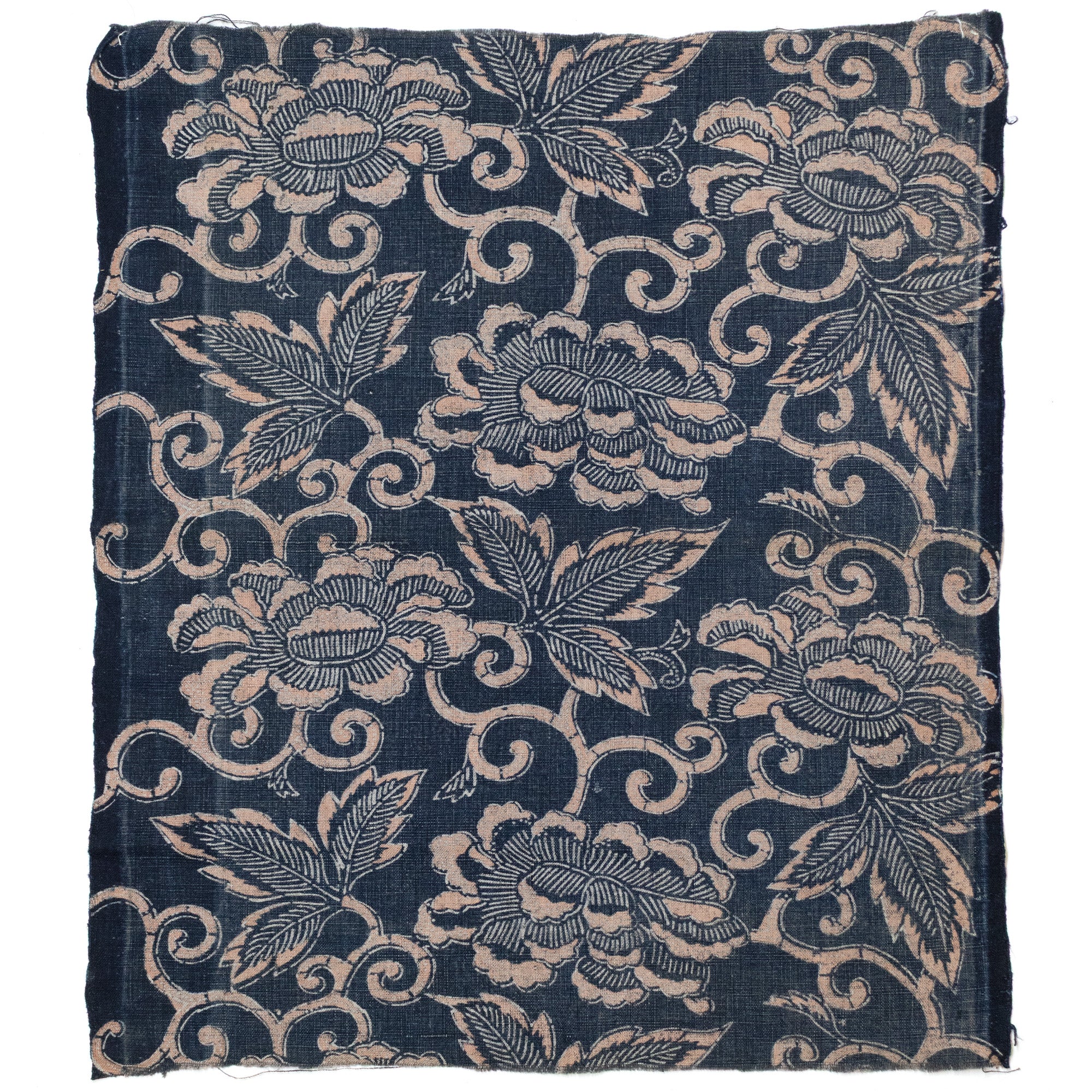 Katazome Fragment with Arabesque Pattern and Leaves - Image 2