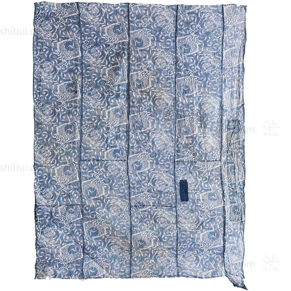 Katazome Futon Cover with Turtle, Crane and Bamboo Motif - Image 3