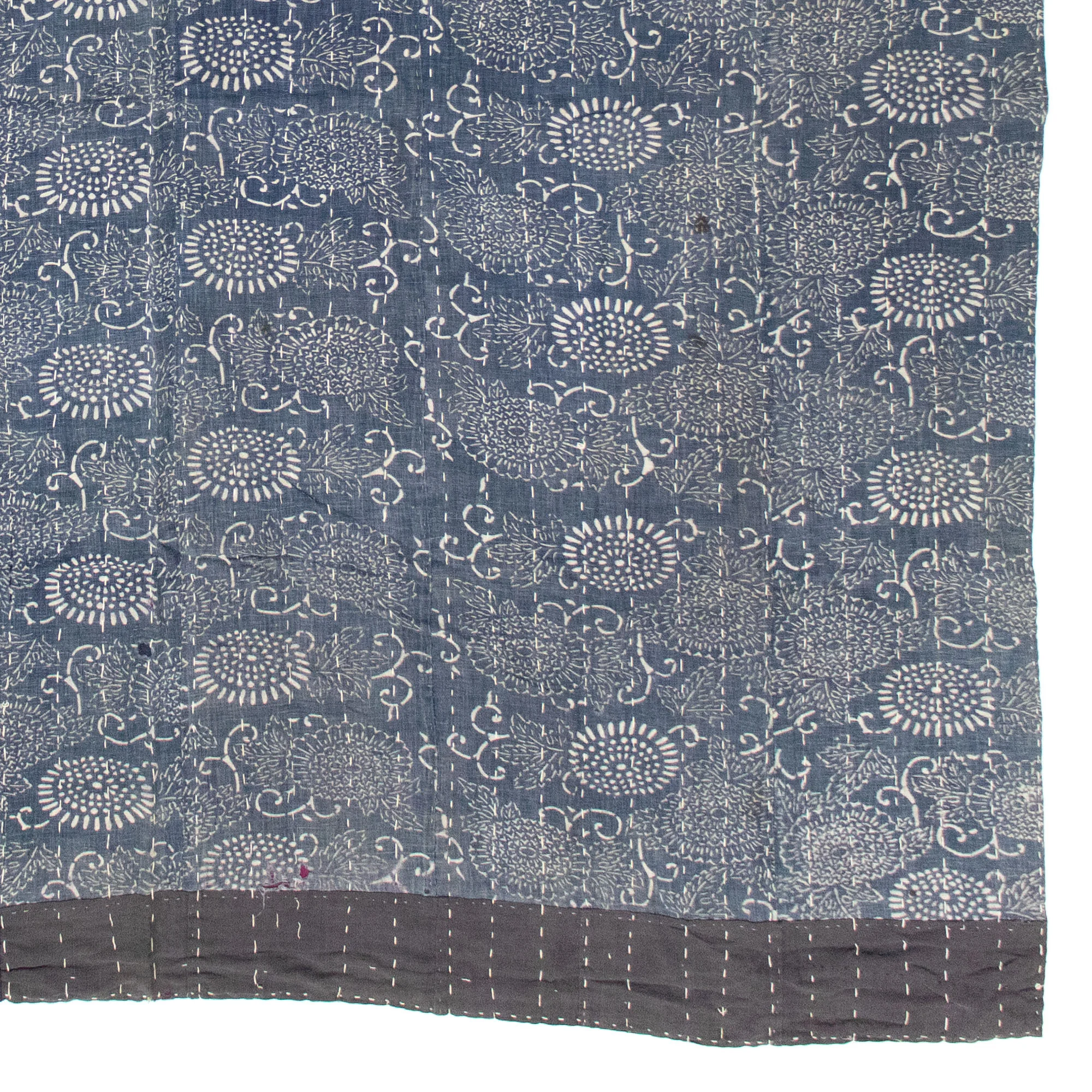 Katazome & Sashiko Multilayer Blanket | Japanese Stencil Resisted Indigo Dyed Cotton - Image 3