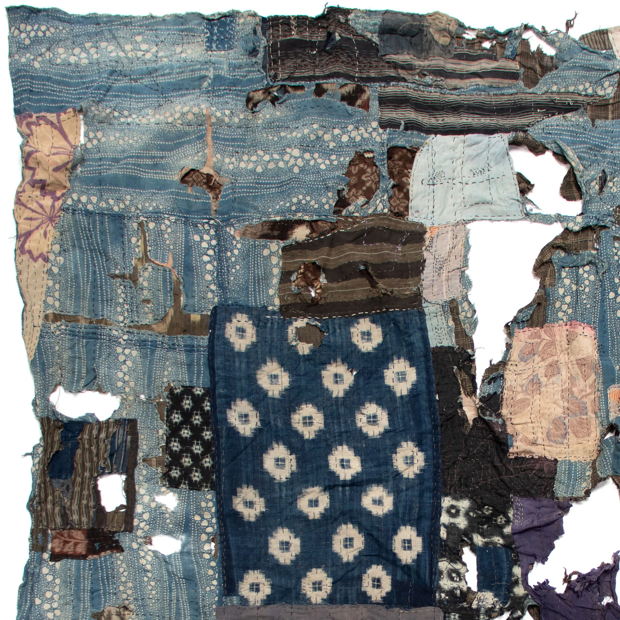Katazome & Shima Boro Blanket | Japanese Stencil Resisted Indigo Dyed Cotton - Image 2