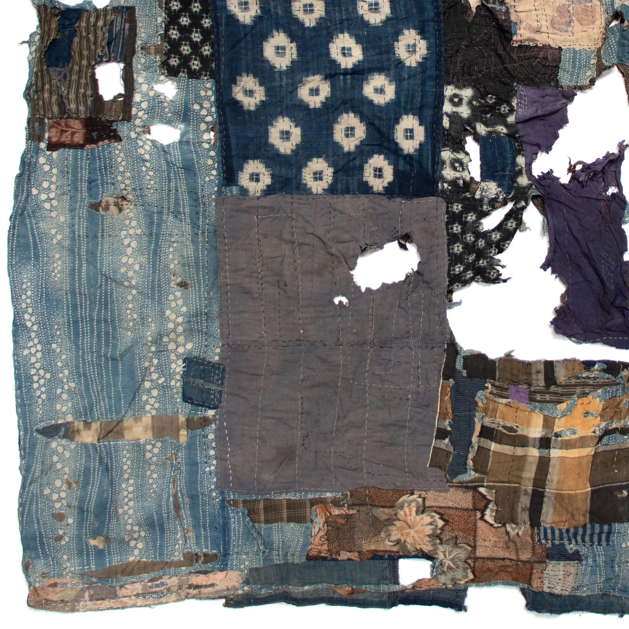 Katazome & Shima Boro Blanket | Japanese Stencil Resisted Indigo Dyed Cotton - Image 3