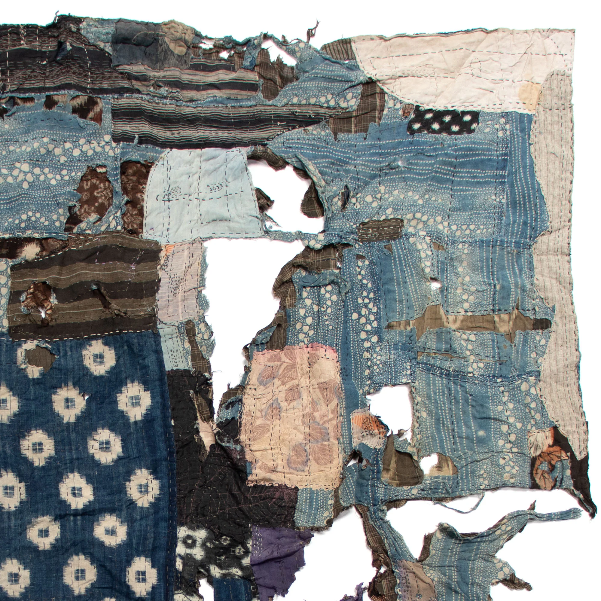 Katazome & Shima Boro Blanket | Japanese Stencil Resisted Indigo Dyed Cotton - Image 4