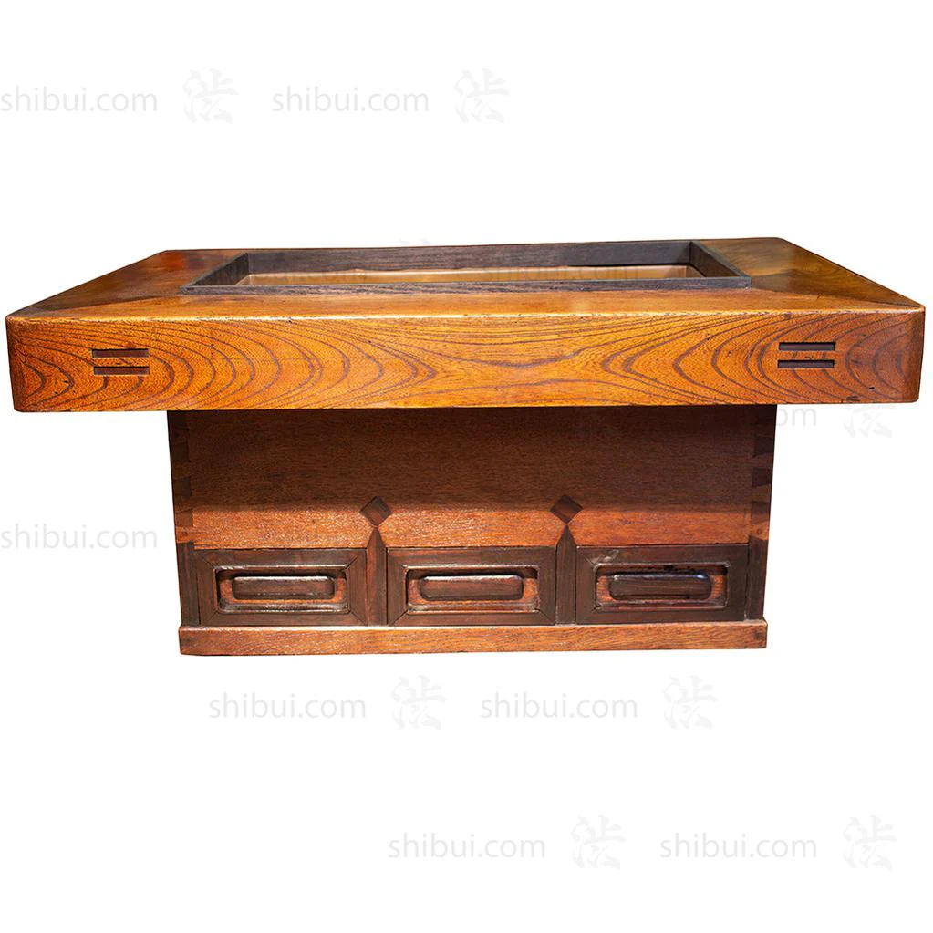 Keyaki Naga Hibachi Kansai Japanese Antique Brazier Coffee Table - Image 3