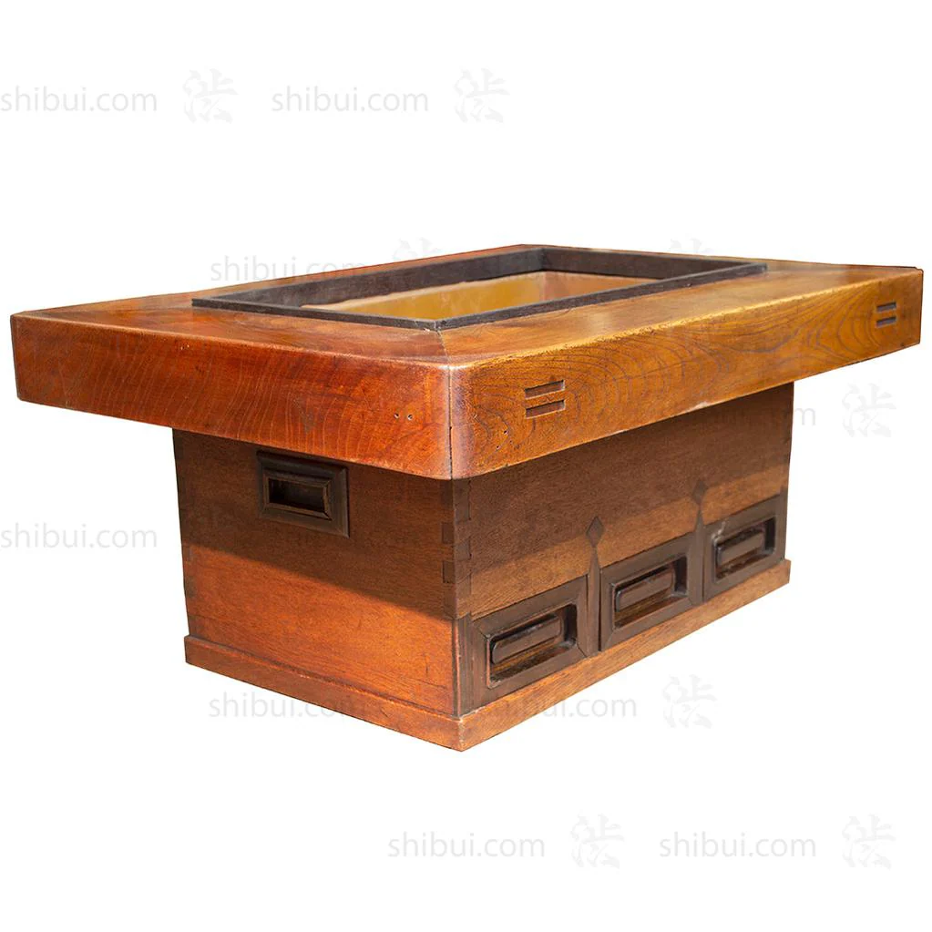 Keyaki Naga Hibachi Kansai Japanese Antique Brazier Coffee Table - Image 5