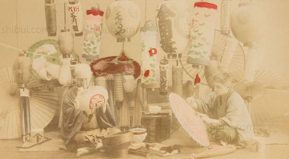 Hand-tinted Meiji Era Photograph | Lantern Maker | Japanese Antique Photography | Albumen Photography | Japanese Decor - Image 2