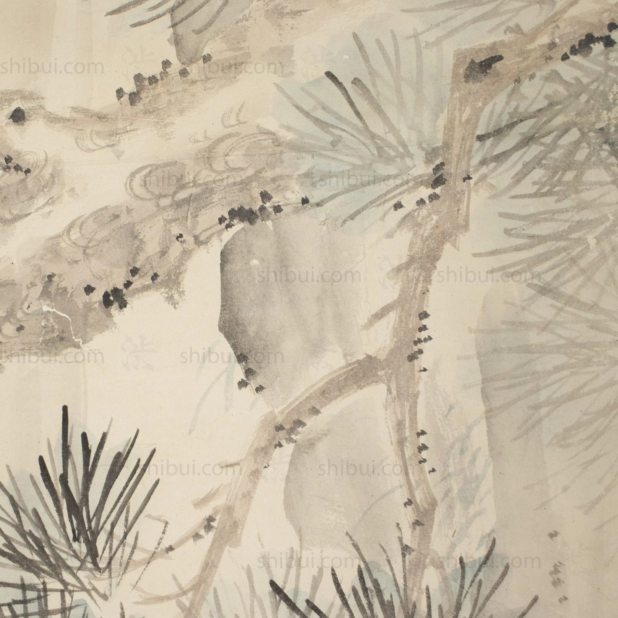 Large Antique Japanese Hawk & Pine Scroll - Image 6