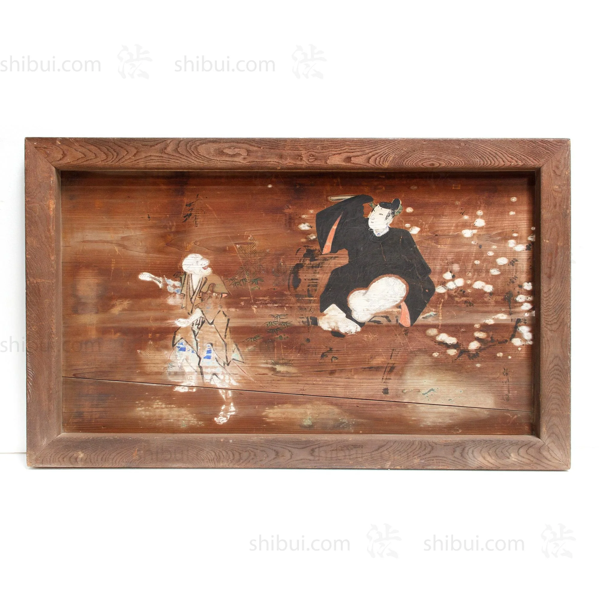 Very Large Japanese Antique Hand-painted Tenjin Ema