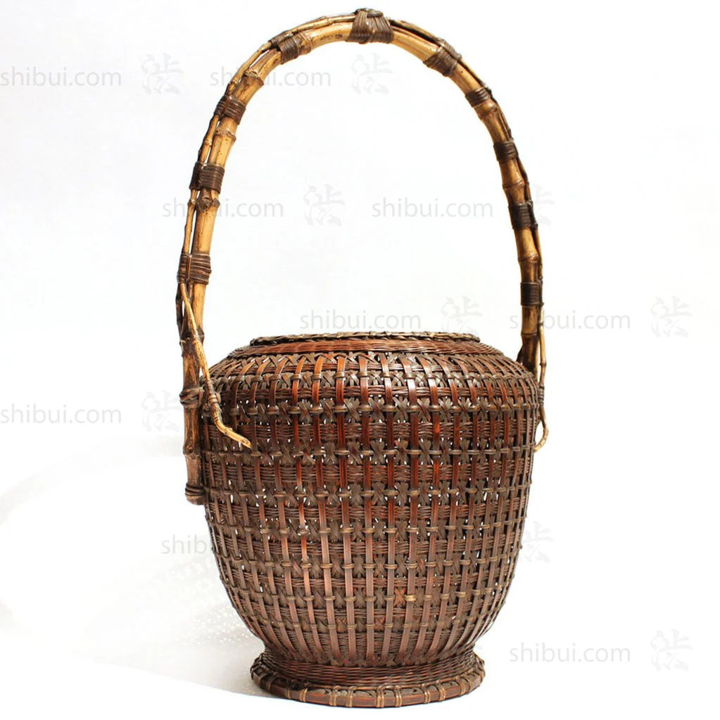 Large Meiji Era Japanese Antique Bamboo Ikebana Flower Basket - Image 2