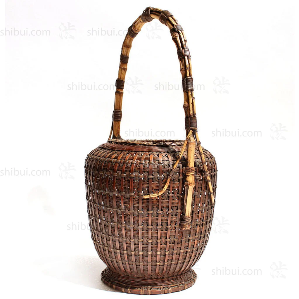 Large Meiji Era Japanese Antique Bamboo Ikebana Flower Basket - Image 3