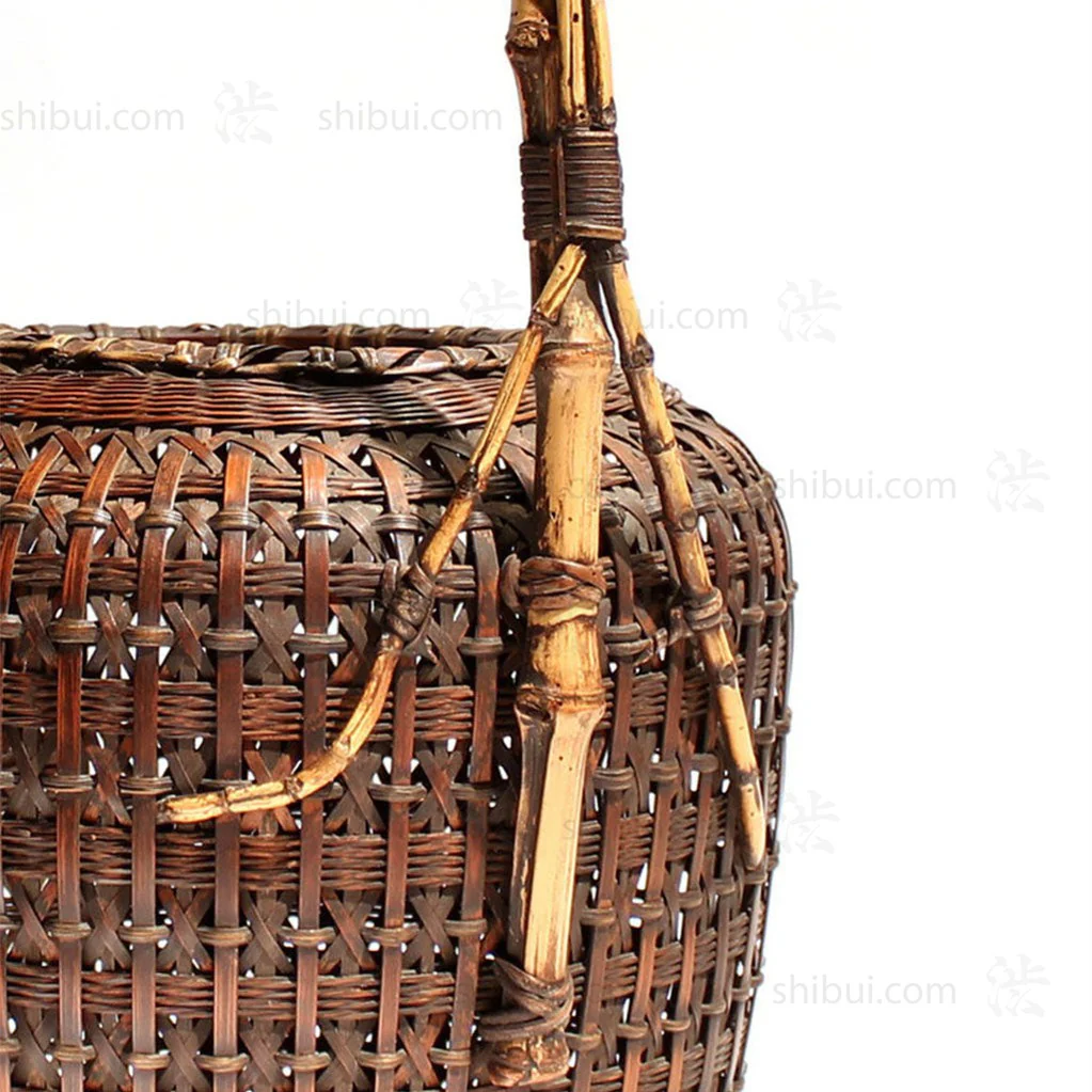Large Meiji Era Japanese Antique Bamboo Ikebana Flower Basket - Image 4