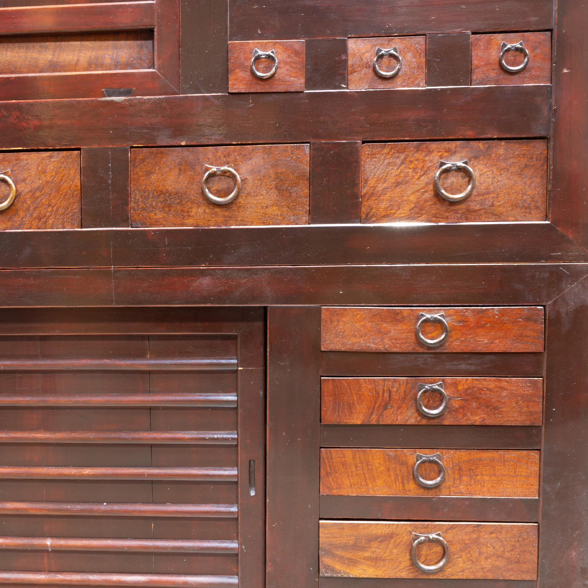 Meiji Era Mizuya Tansu from Kyoto | Japanese Antique Cabinet | 6' Width, 2 Section - Image 4
