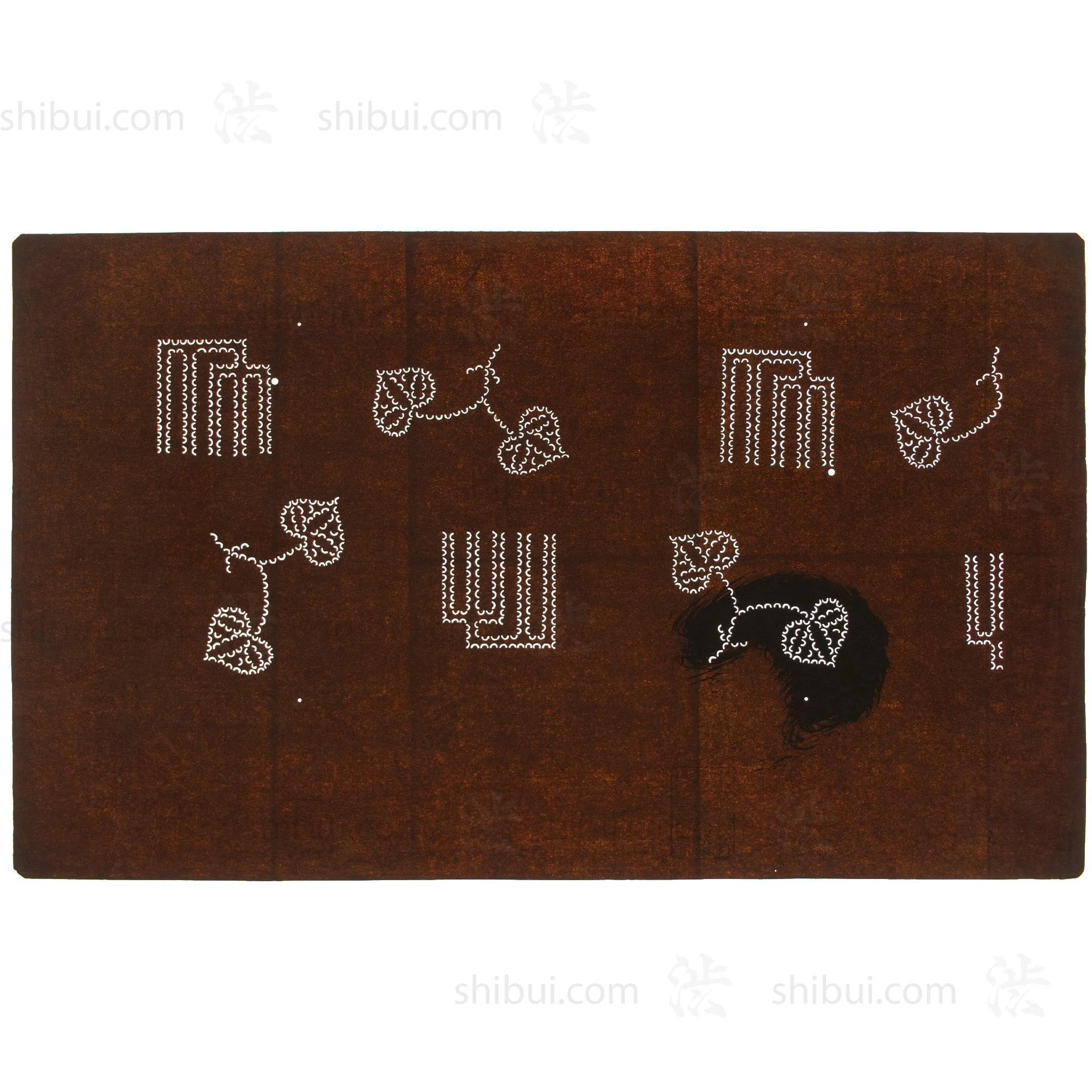 Meiji Genji Incense Katagami | Japanese Lacquered Paper Stencil