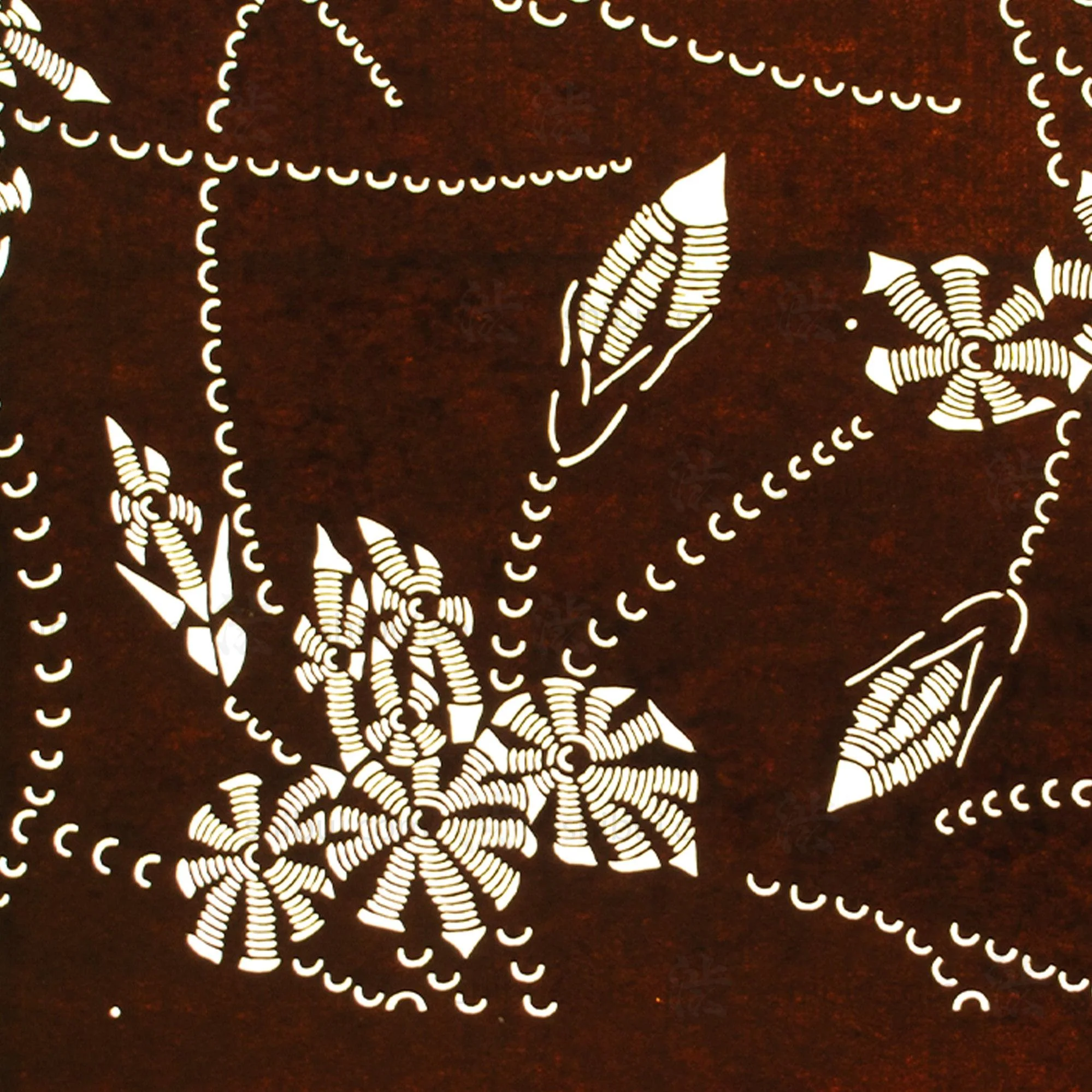Meiji Floral Katagami | Japanese Lacquered Paper Stencil - Image 2
