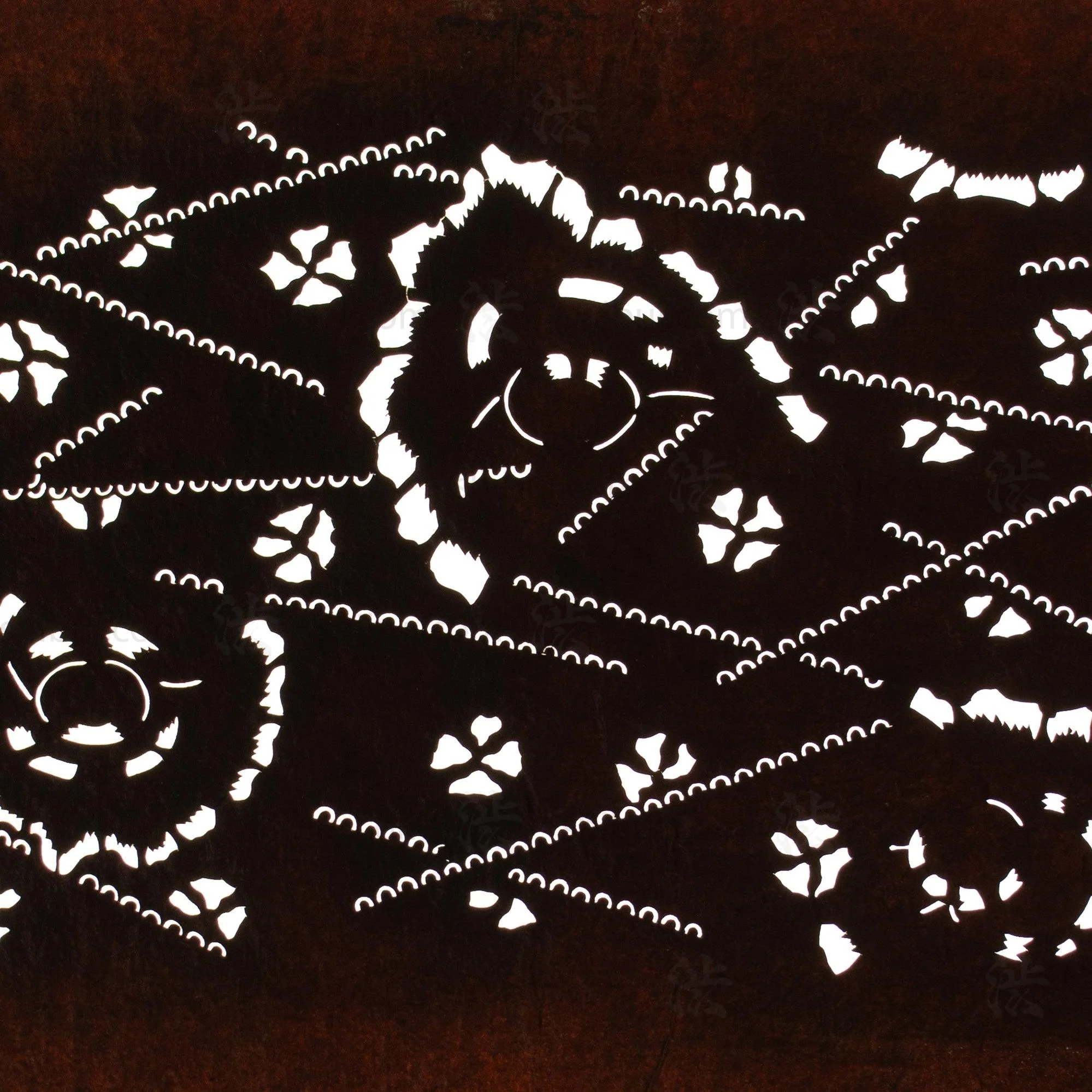 Meiji Sparrow Katagami | Japanese Lacquered Paper Stencil - Image 2