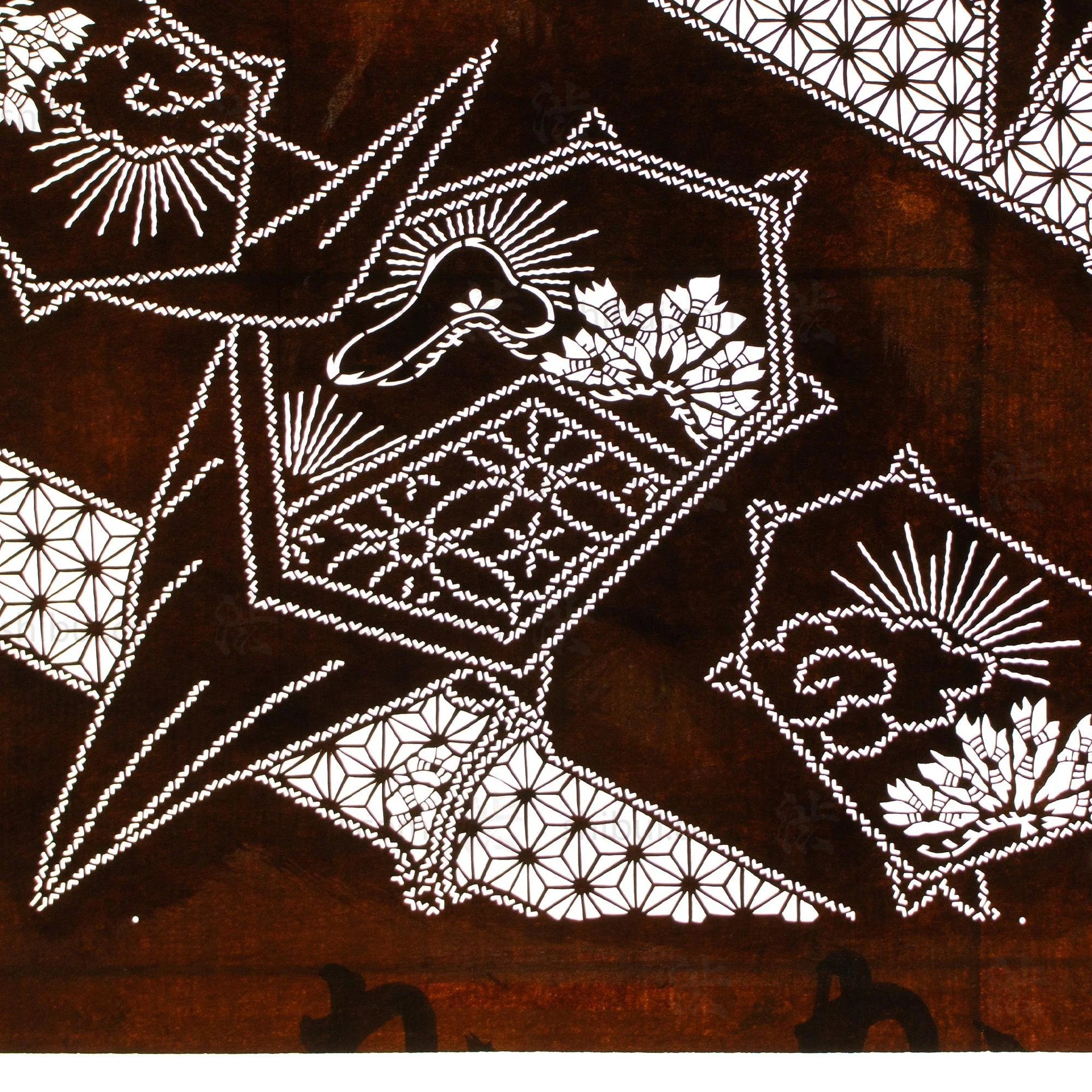 Meiji Tortoise Katagami | Japanese Lacquered Paper Stencil - Image 2