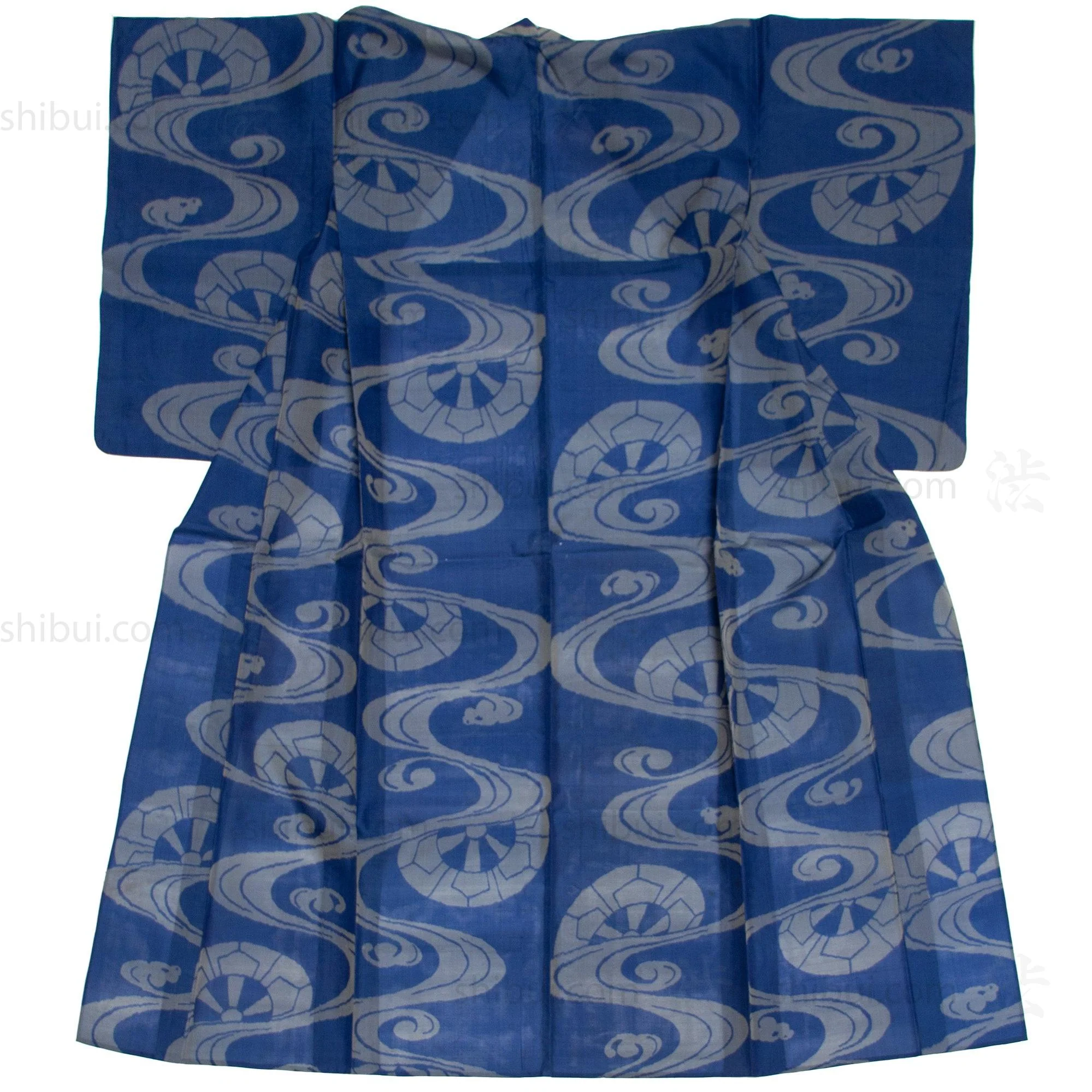 Meisen Kimono with Water and Wagon Wheel Motif - Image 4