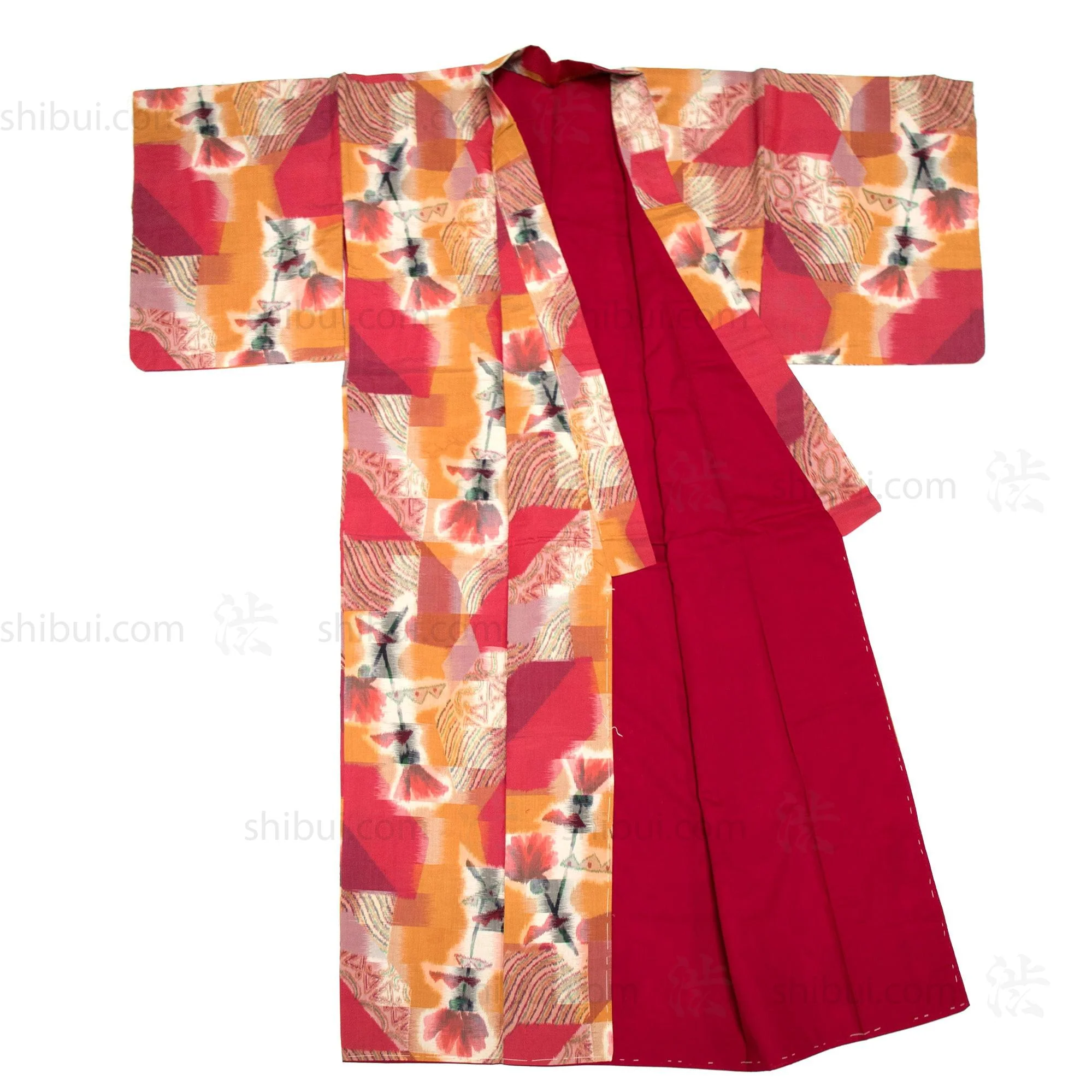 Meisen Silk Kimono with Poppy - Image 4