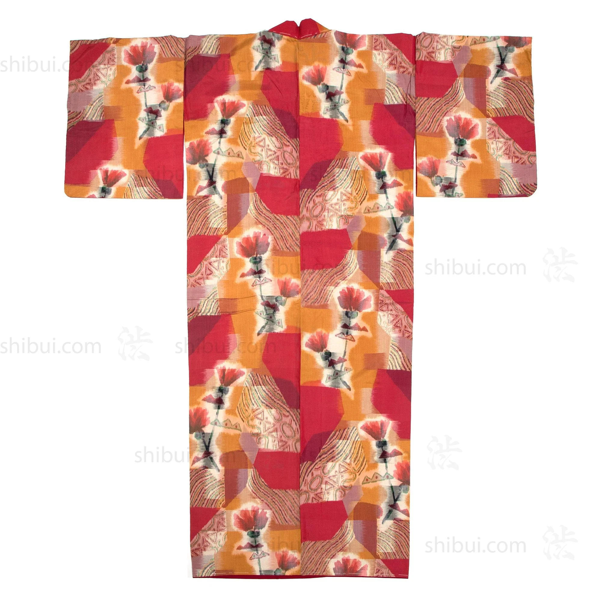 Meisen Silk Kimono with Poppy - Image 5