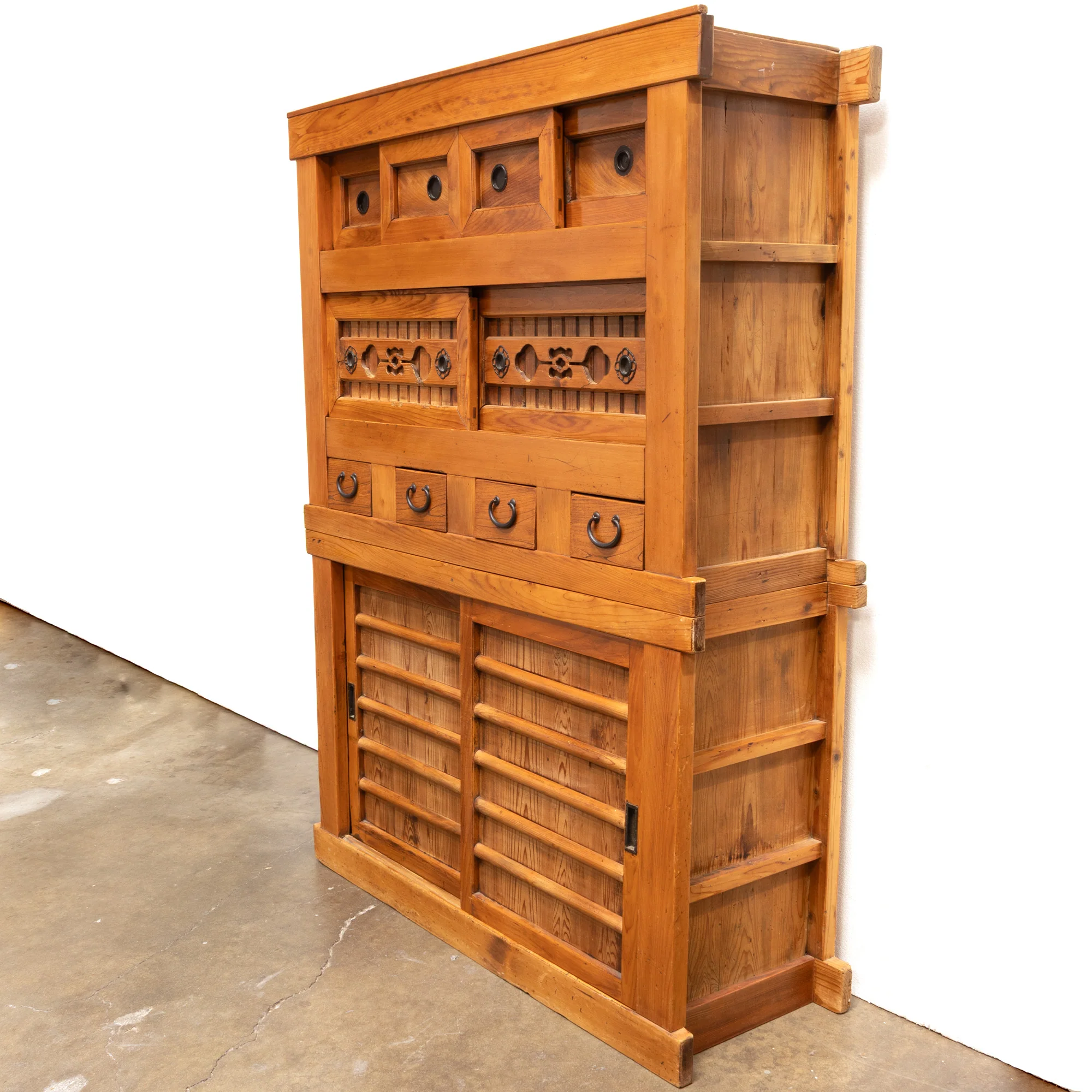 Mizuya Tansu from Kyoto | Japanese Antique Cabinet | ~4' Width, 2 Section - Image 3