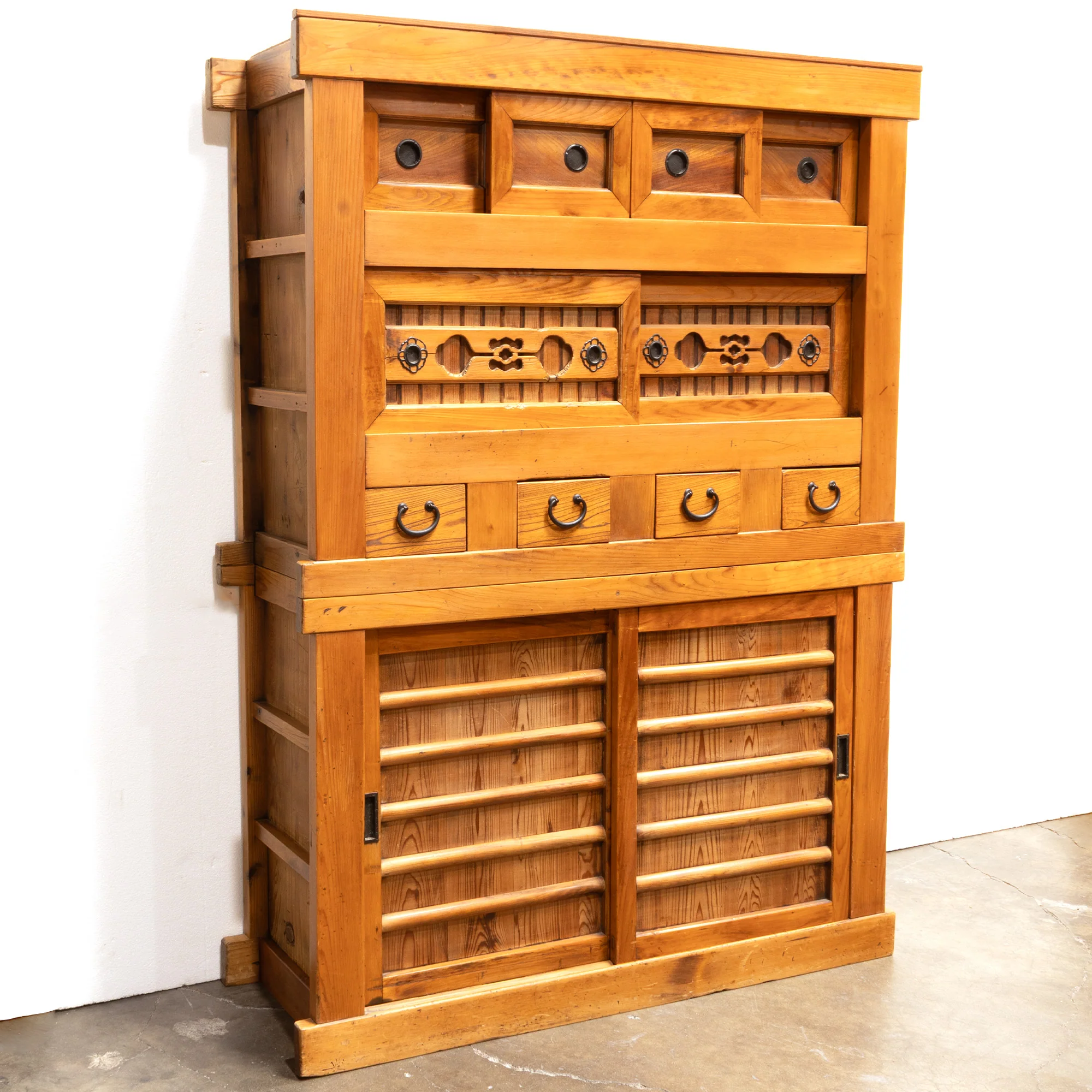 Mizuya Tansu from Kyoto | Japanese Antique Cabinet | ~4' Width, 2 Section - Image 4