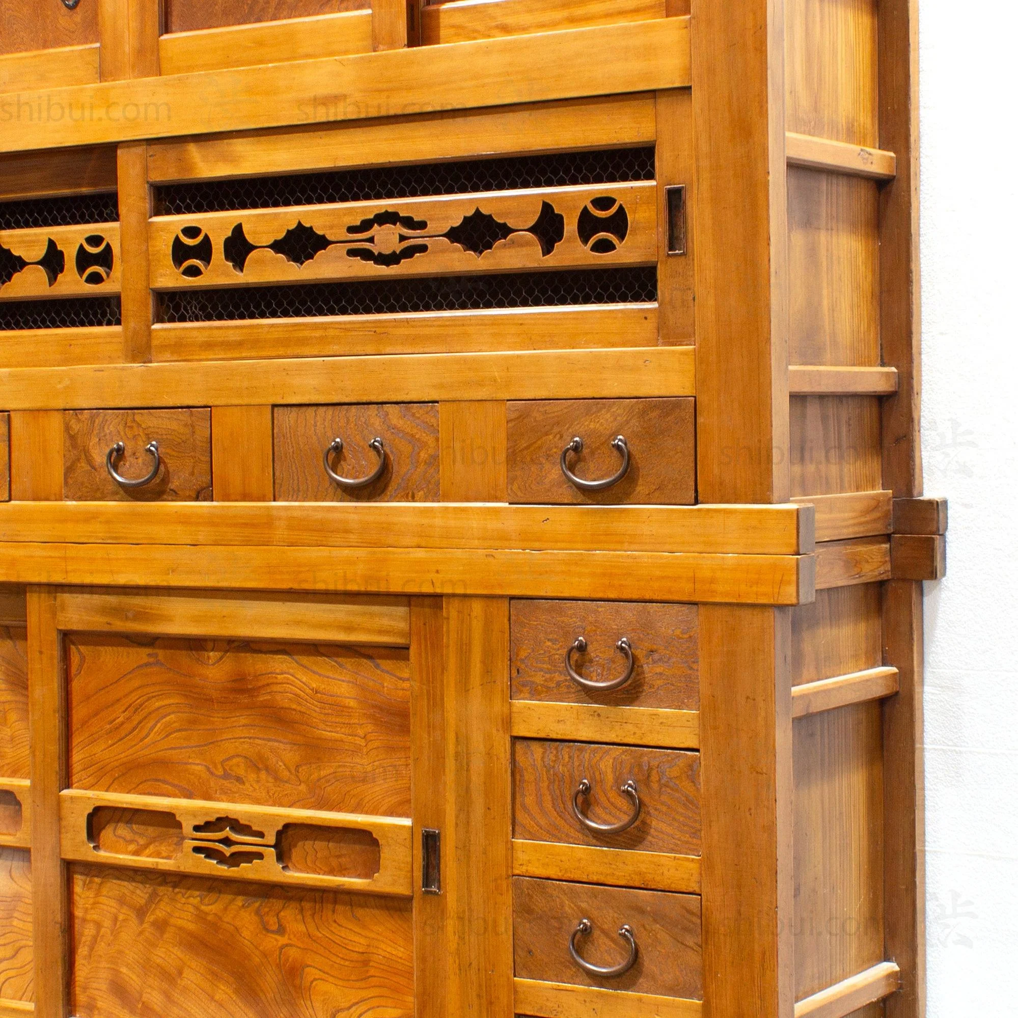 Mizuya Tansu from Kyoto | Japanese Antique Cabinet | 6' Width, 2 Section - Image 3